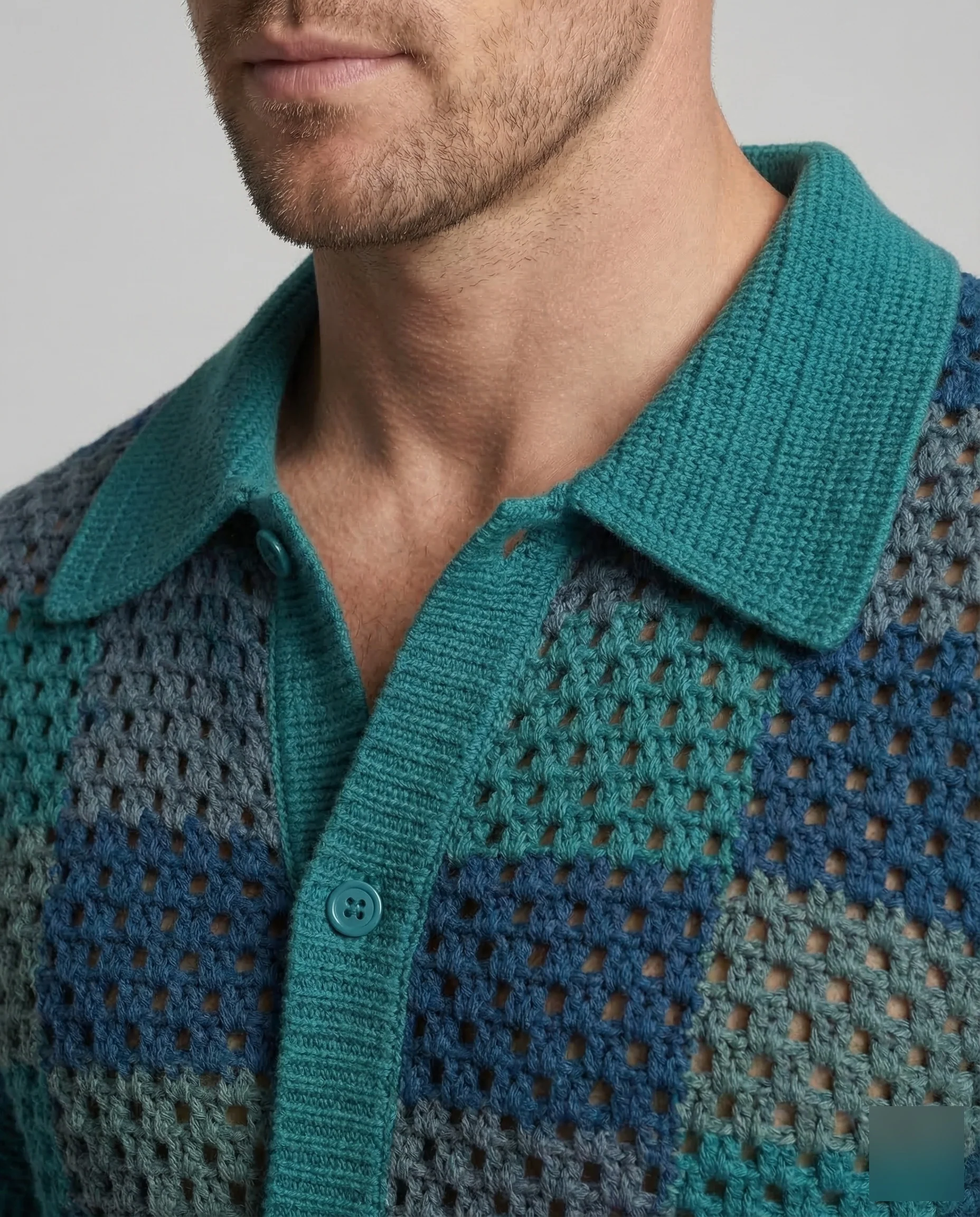 Herren Poloshirt Häkeloptik - Image 3