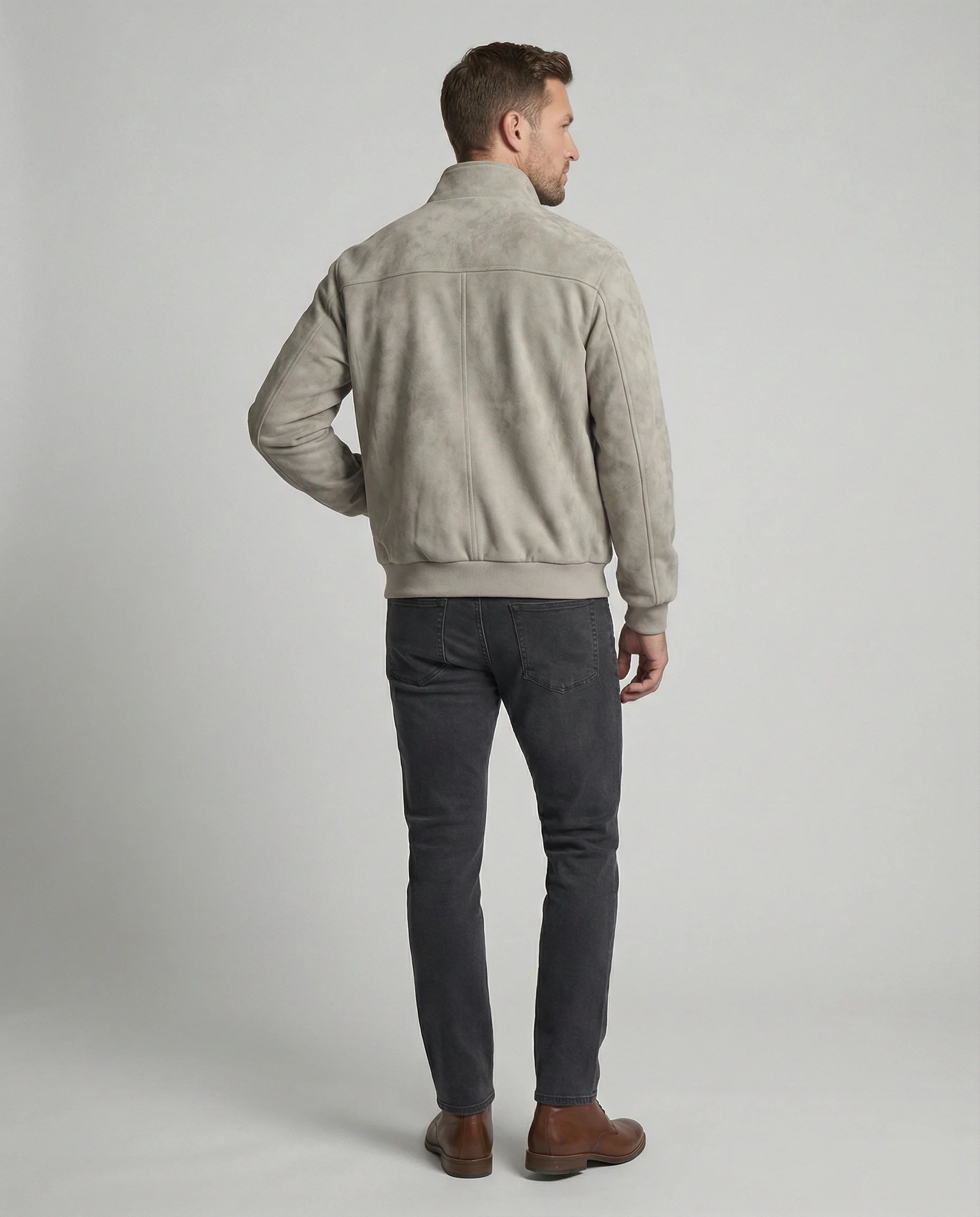 Herren Velours Kurzjacke Stehkragen
