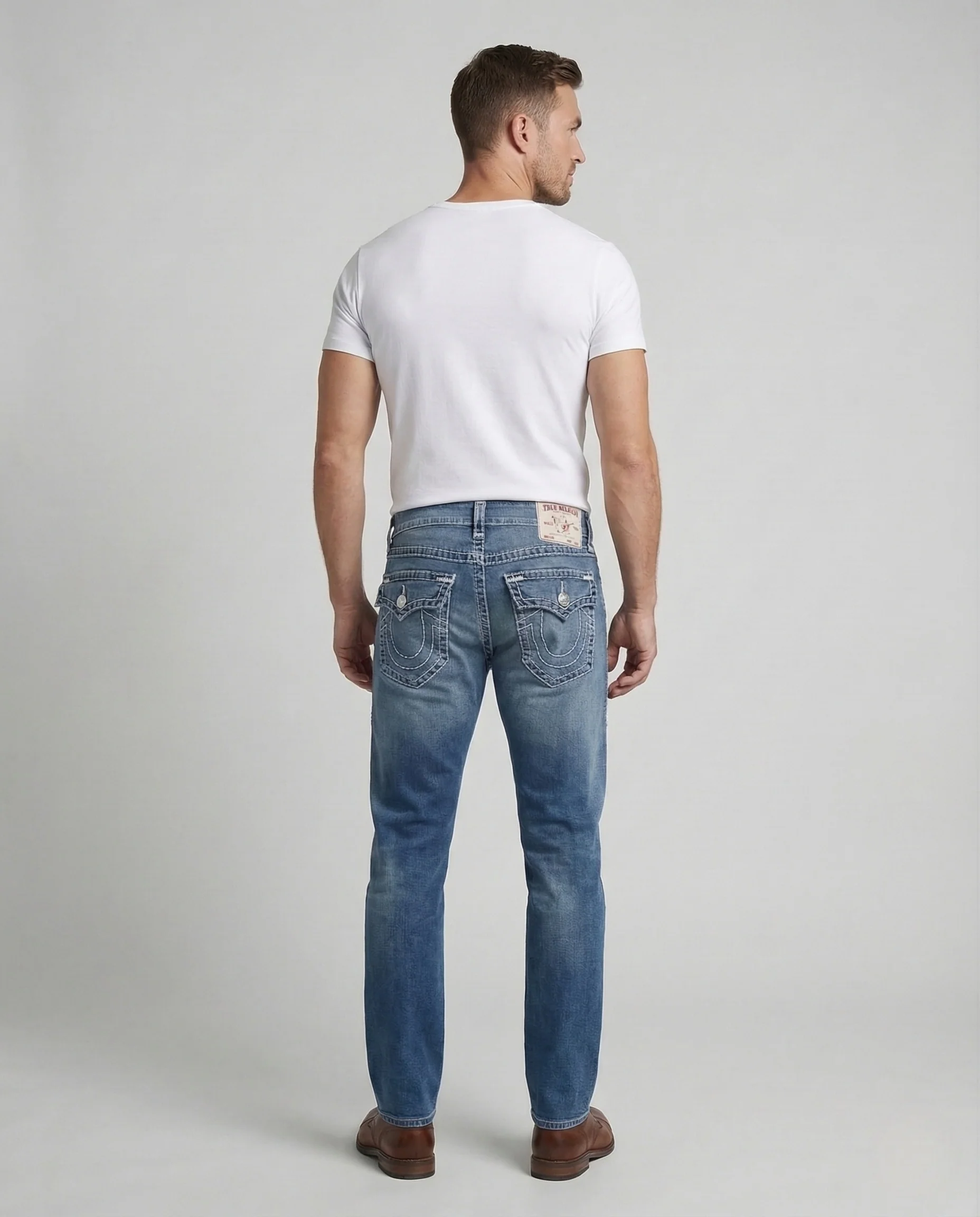Herren Jeans Gerade Kontrastnähte - Image 4