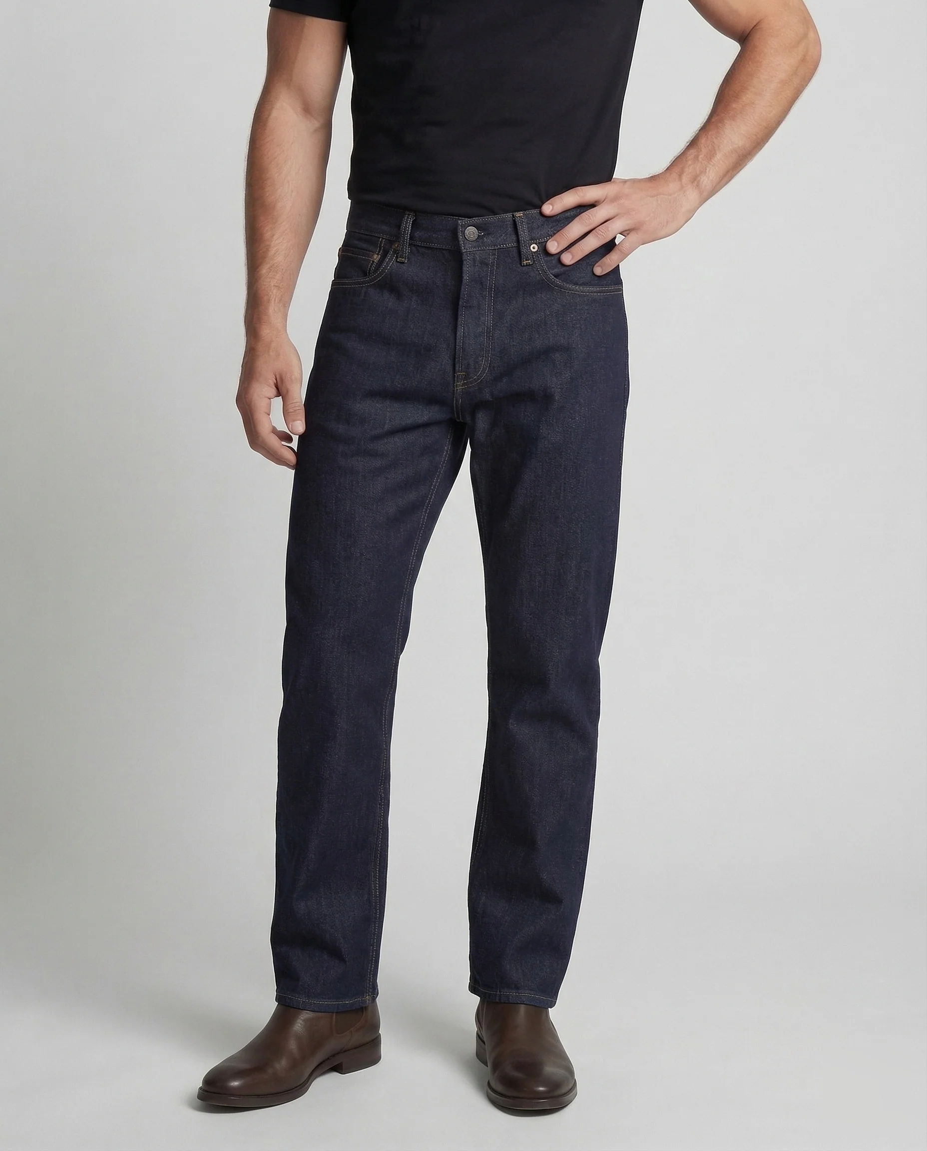Herren Raw Denim Jeans High Waist - Image 2