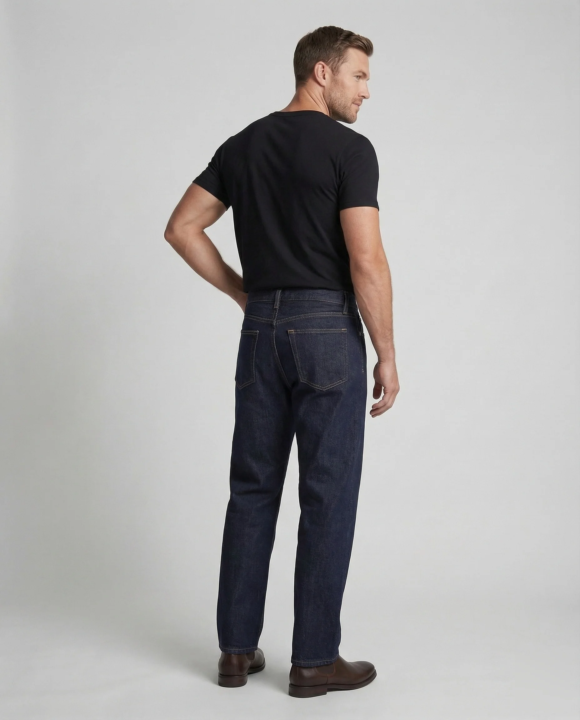 Herren Raw Denim Jeans High Waist - Image 4