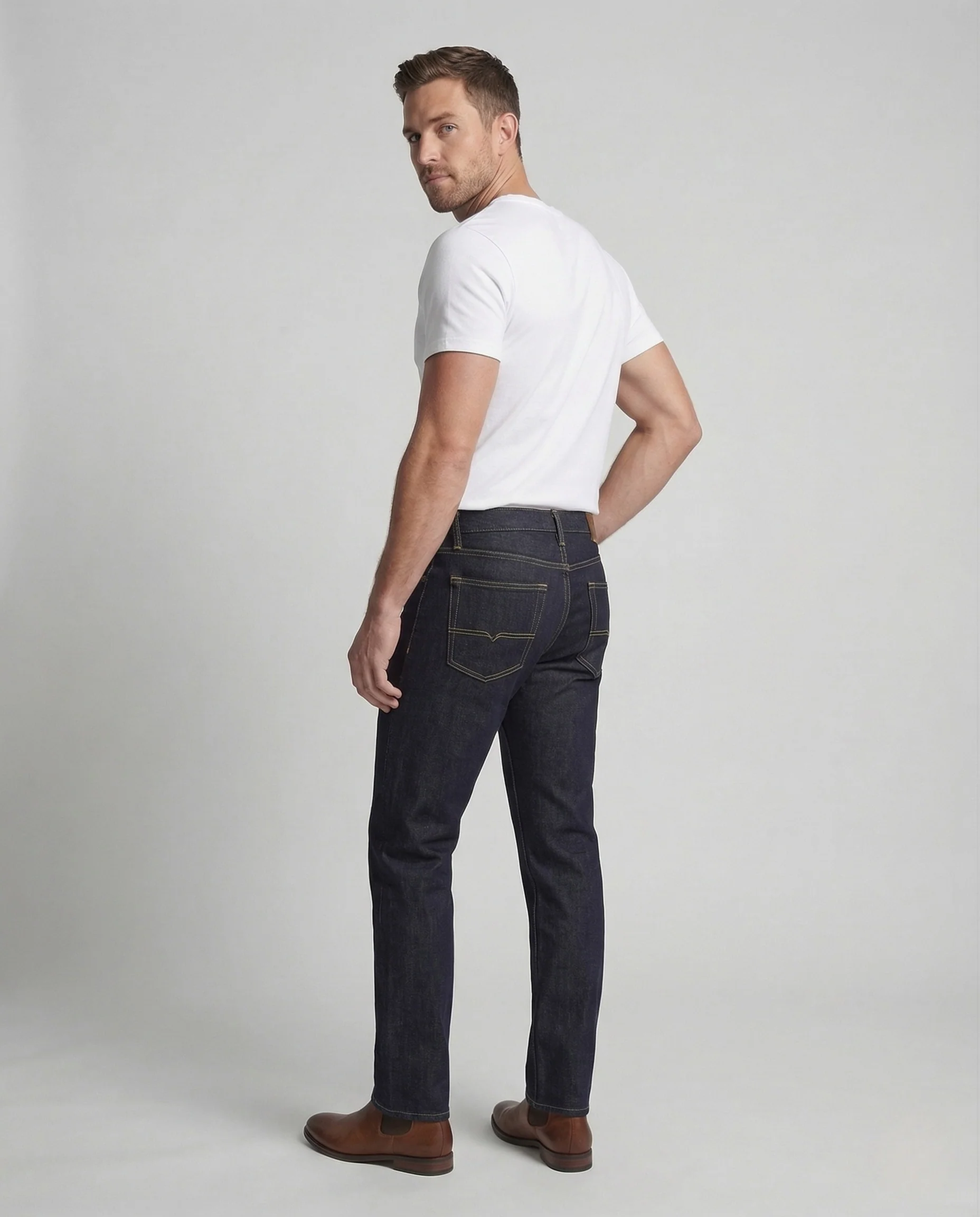Herren Raw Denim Jeans Gerade - Image 4