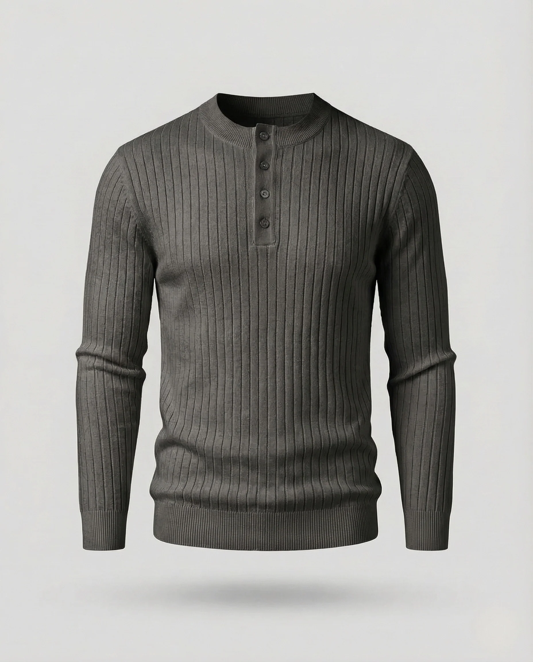 Herren Henley Strickpullover Knopfleiste - Image 10