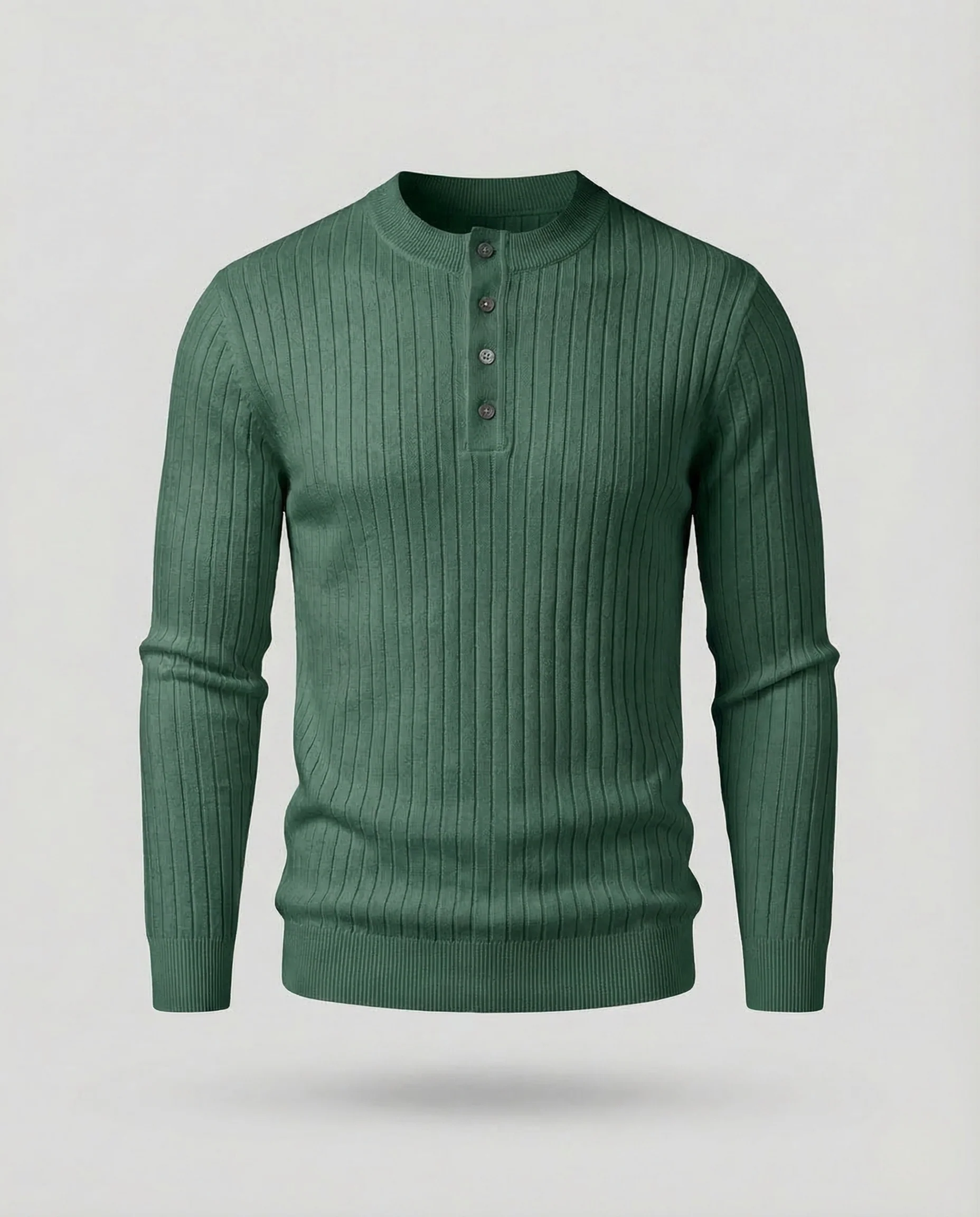 Herren Henley Strickpullover Knopfleiste - Image 11
