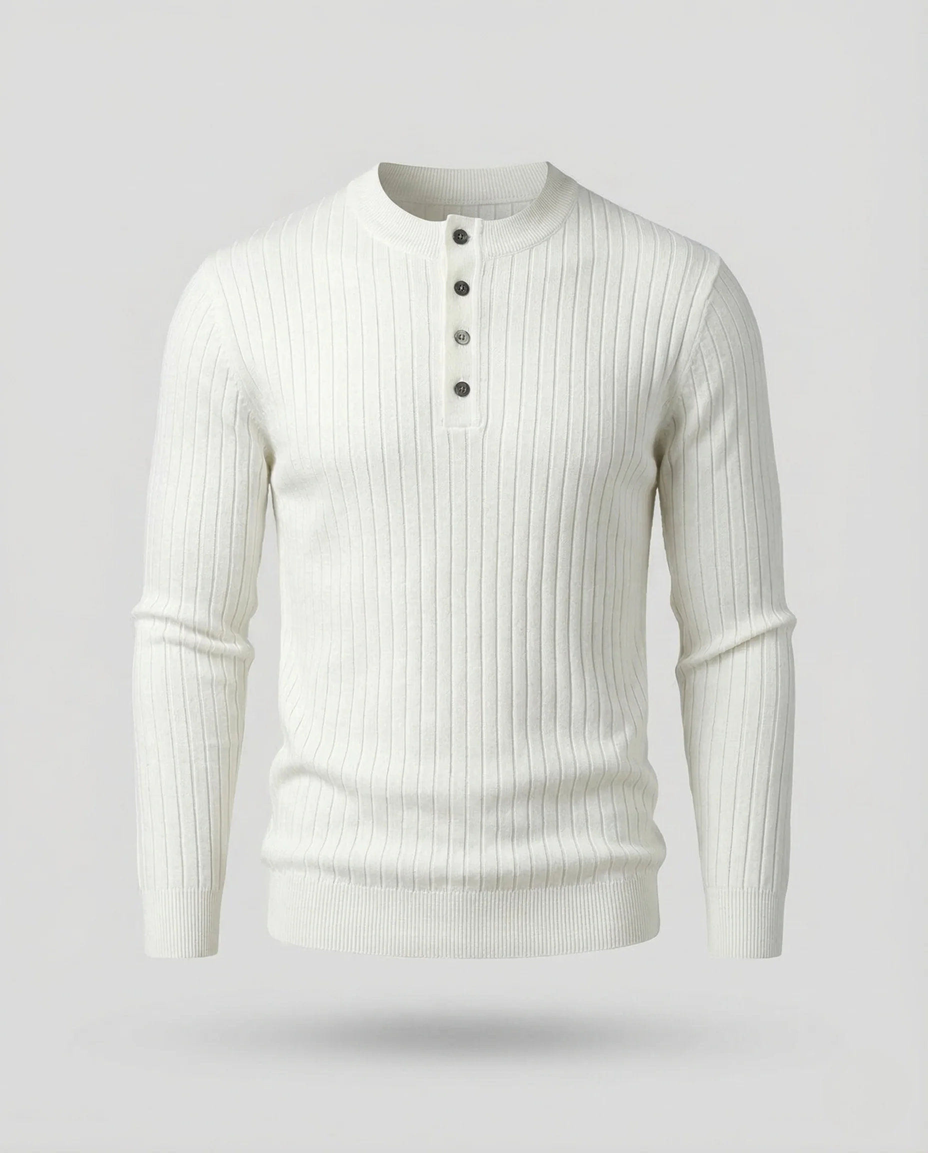 Herren Henley Strickpullover Knopfleiste - Image 5