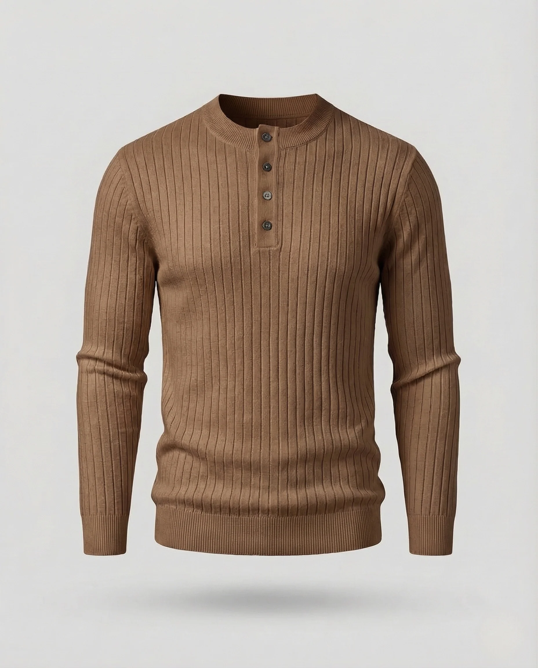 Herren Henley Strickpullover Knopfleiste - Image 6