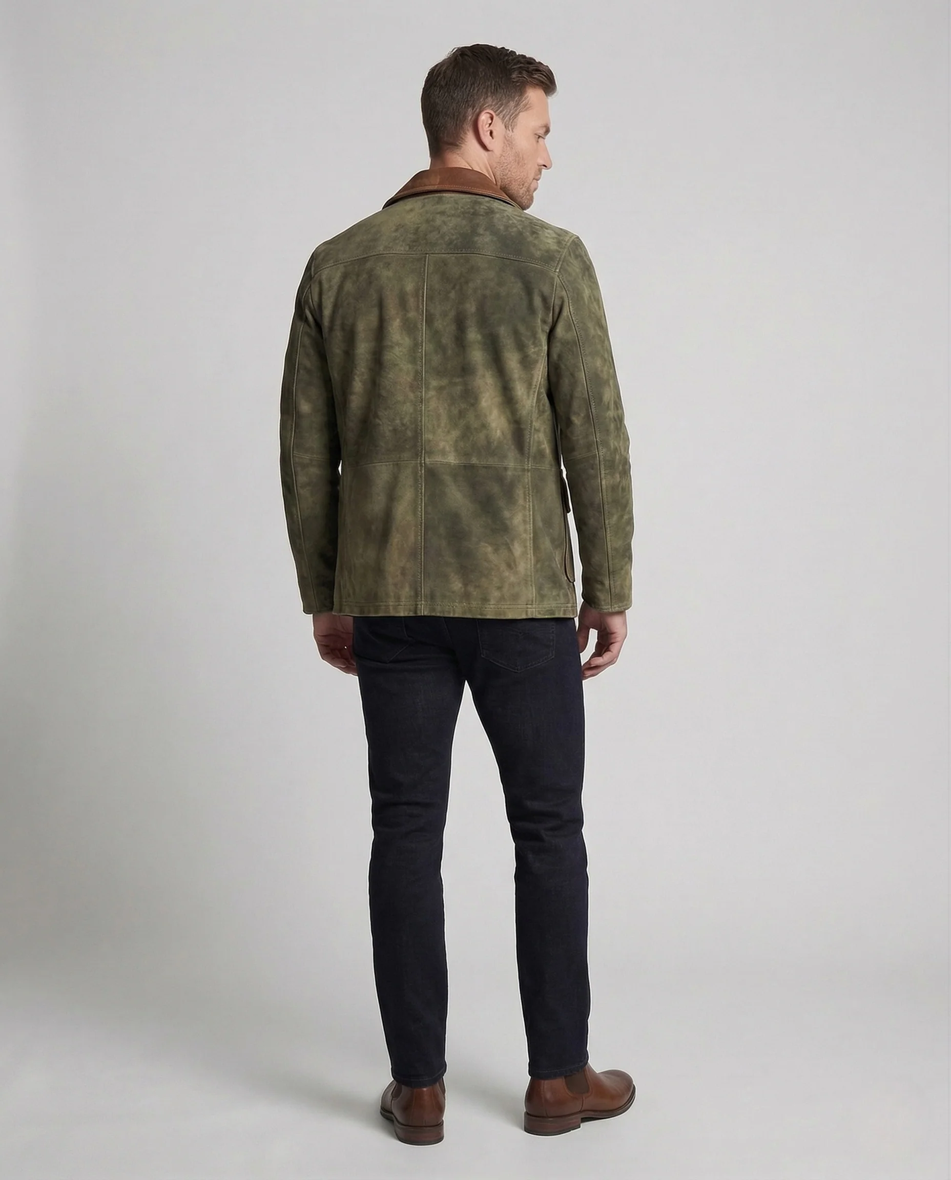 Herren Ledersakko Vintage Look Kontrastbesatz - Image 3