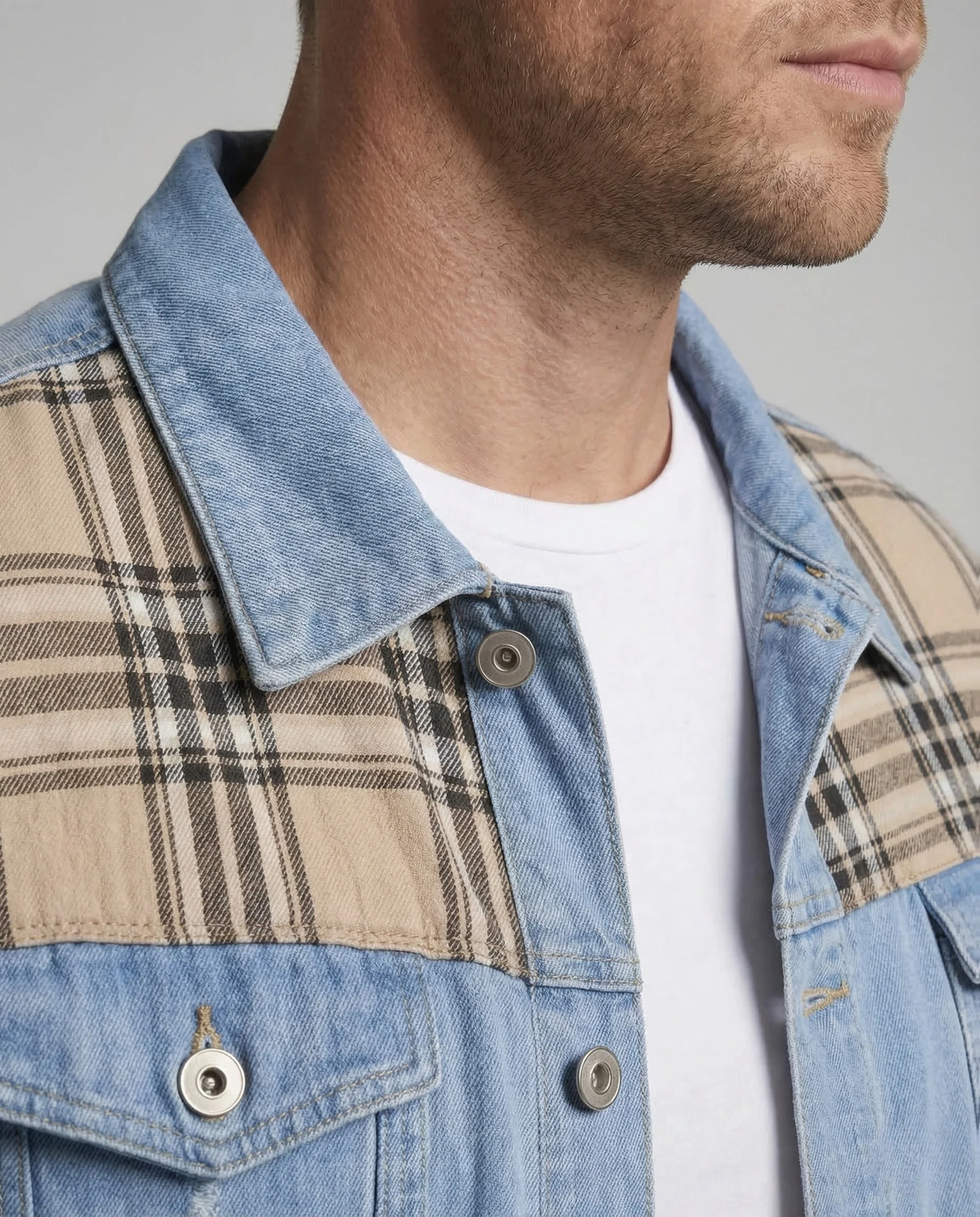 Herren Jeansjacke Karo Locker - Image 3