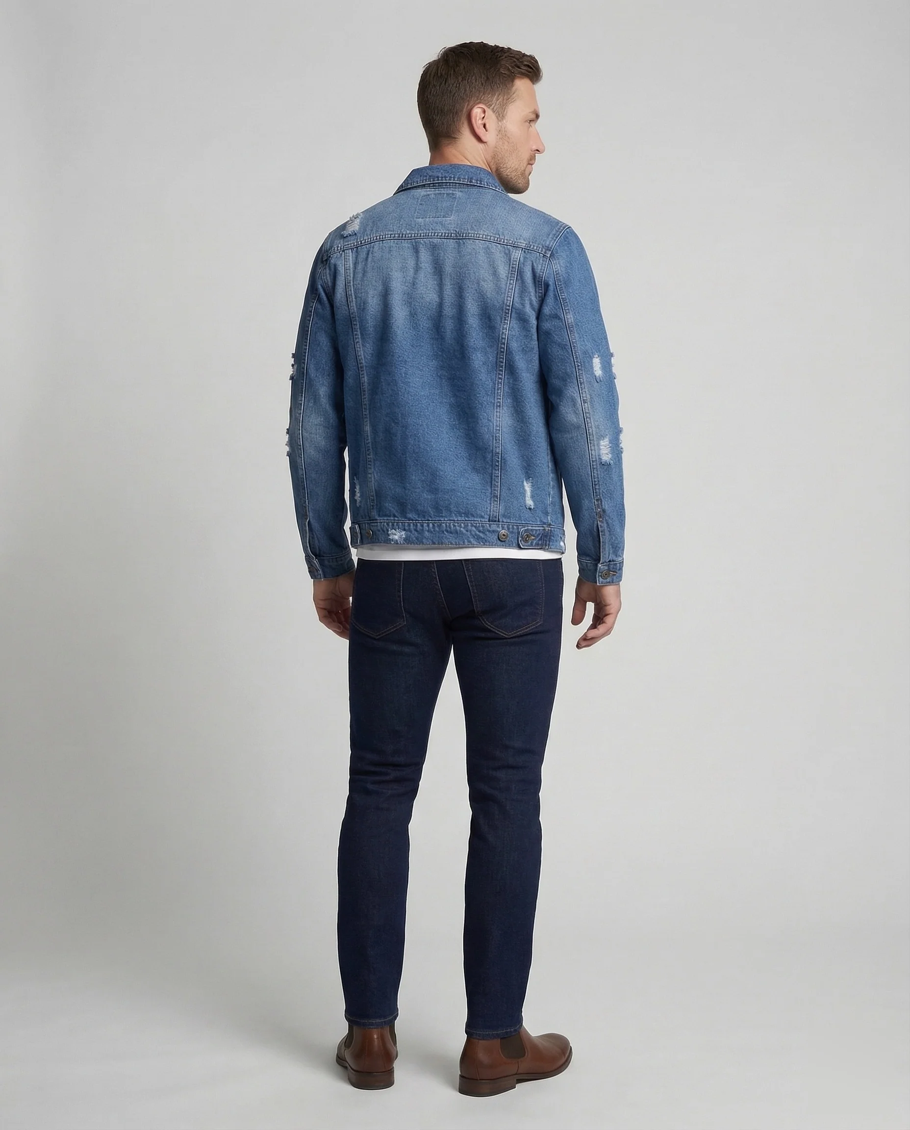 Herren Jeansjacke Sterne Applikation - Image 4