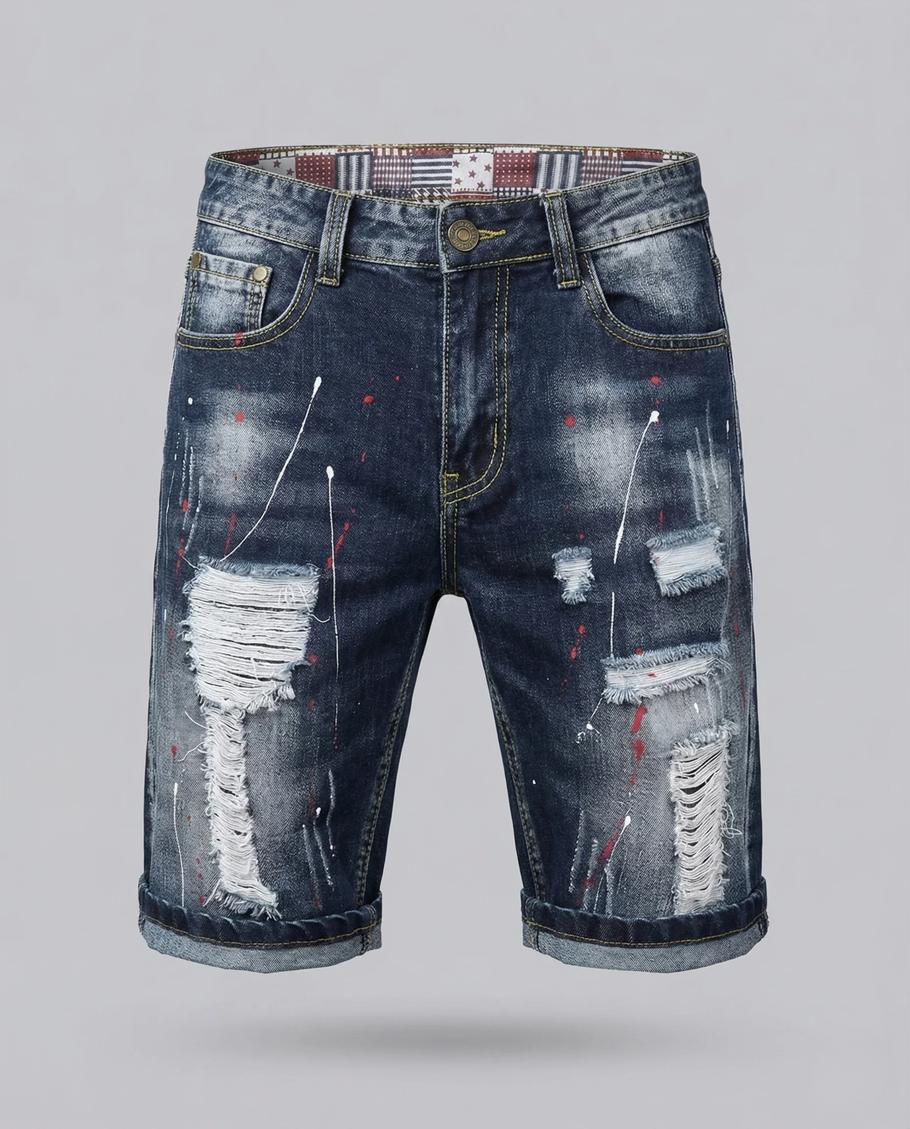 Herren Jeans Shorts Distressed Farb Sprenkel - Image 5