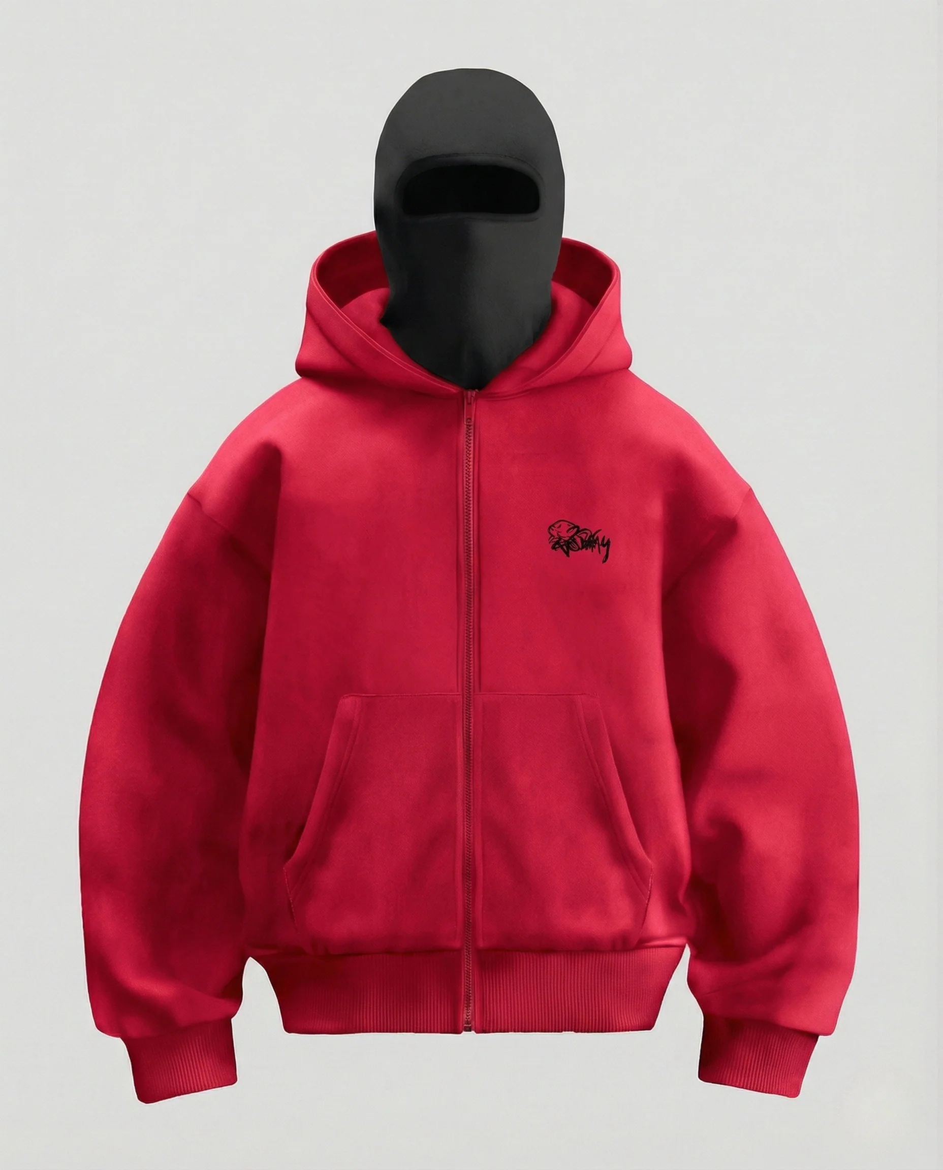 Herren Kapuzenjacke mit Gesichtsmaske und Frontprint - Image 10