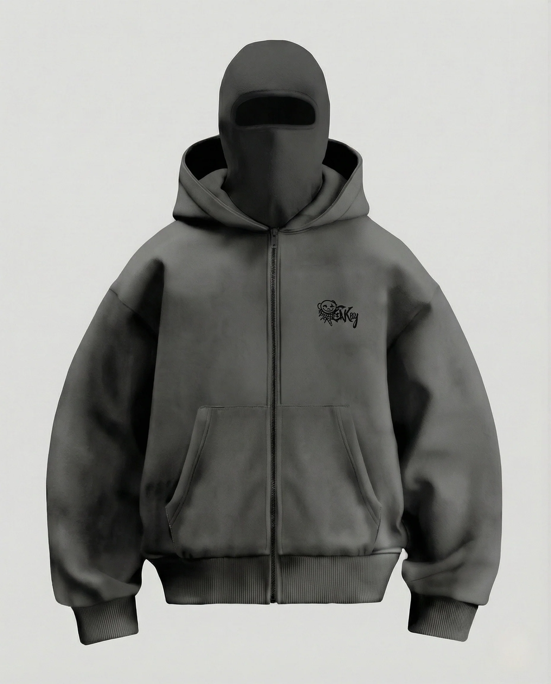 Herren Kapuzenjacke mit Gesichtsmaske und Frontprint - Image 8