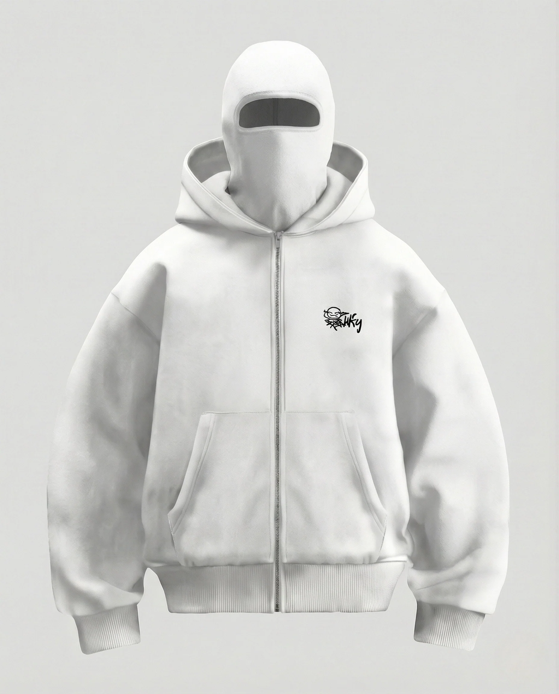 Herren Kapuzenjacke mit Gesichtsmaske und Frontprint - Image 9