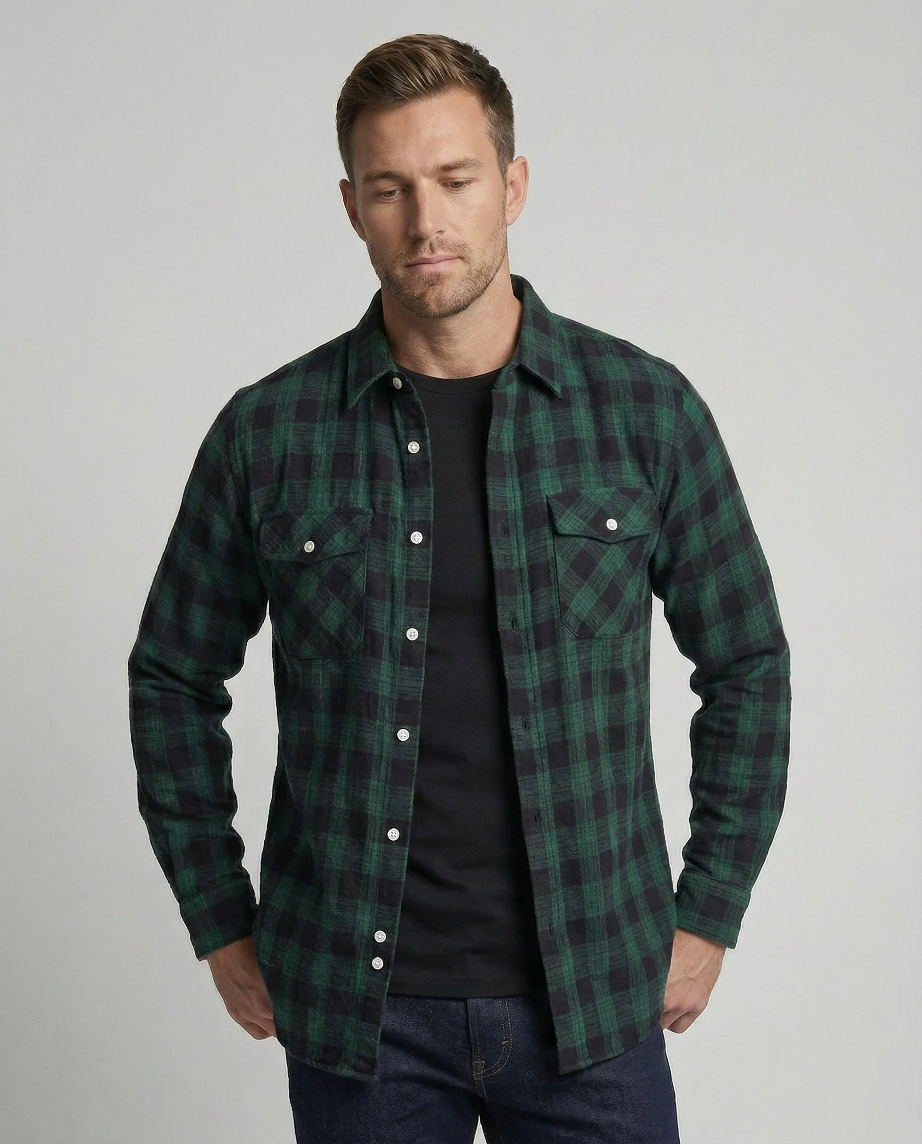 Herren Flanellhemd Kariert Freizeit - Image 18