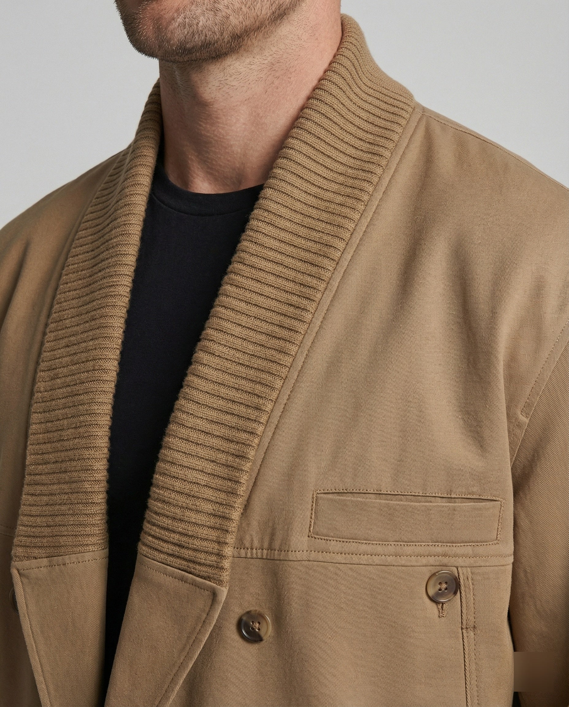 Kastiger Blouson mit geripptem Schalkragen, Druckknopffront und elastischem Saum Heidi-Mode - Image 2