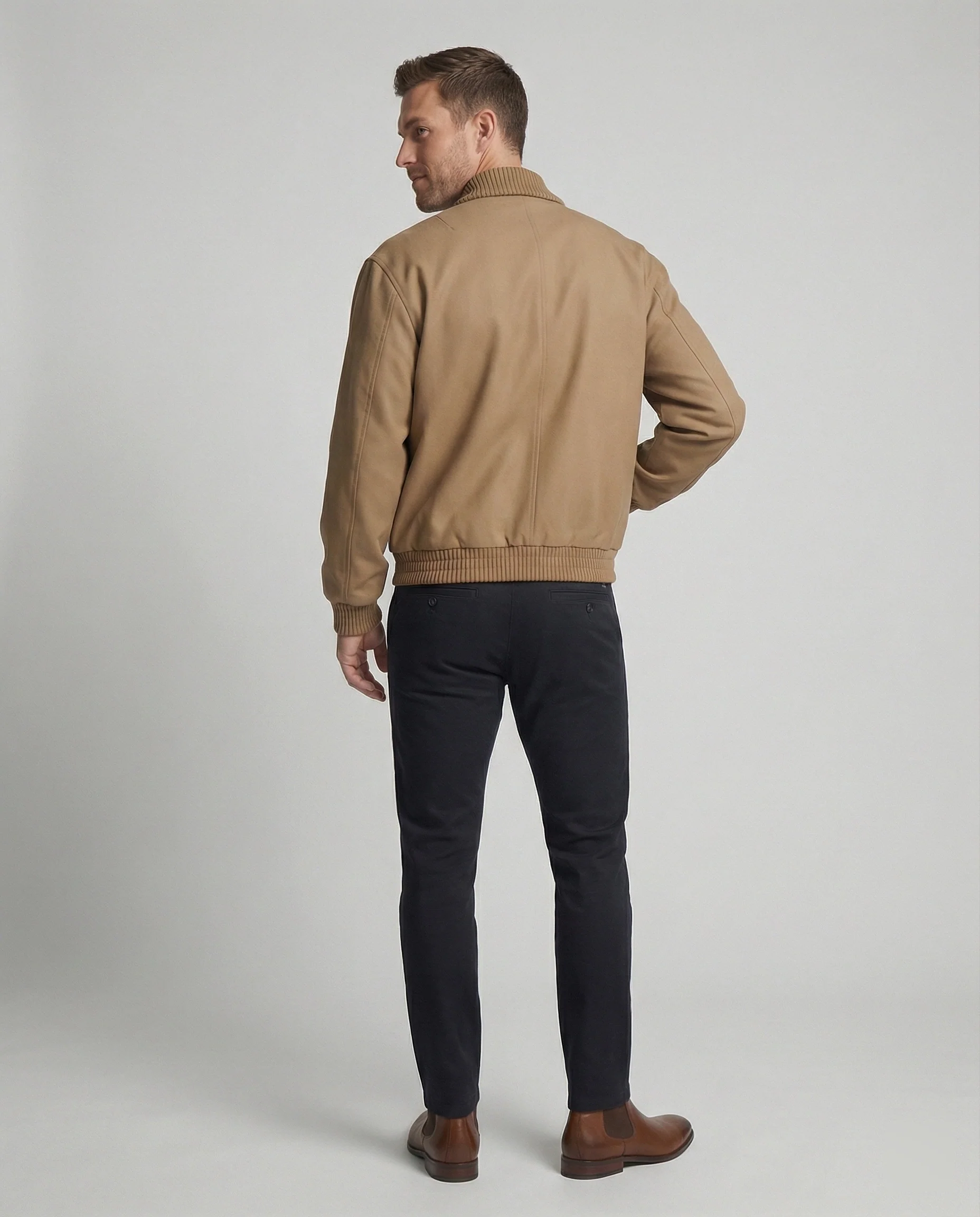 Kastiger Blouson mit geripptem Schalkragen, Druckknopffront und elastischem Saum Heidi-Mode - Image 3