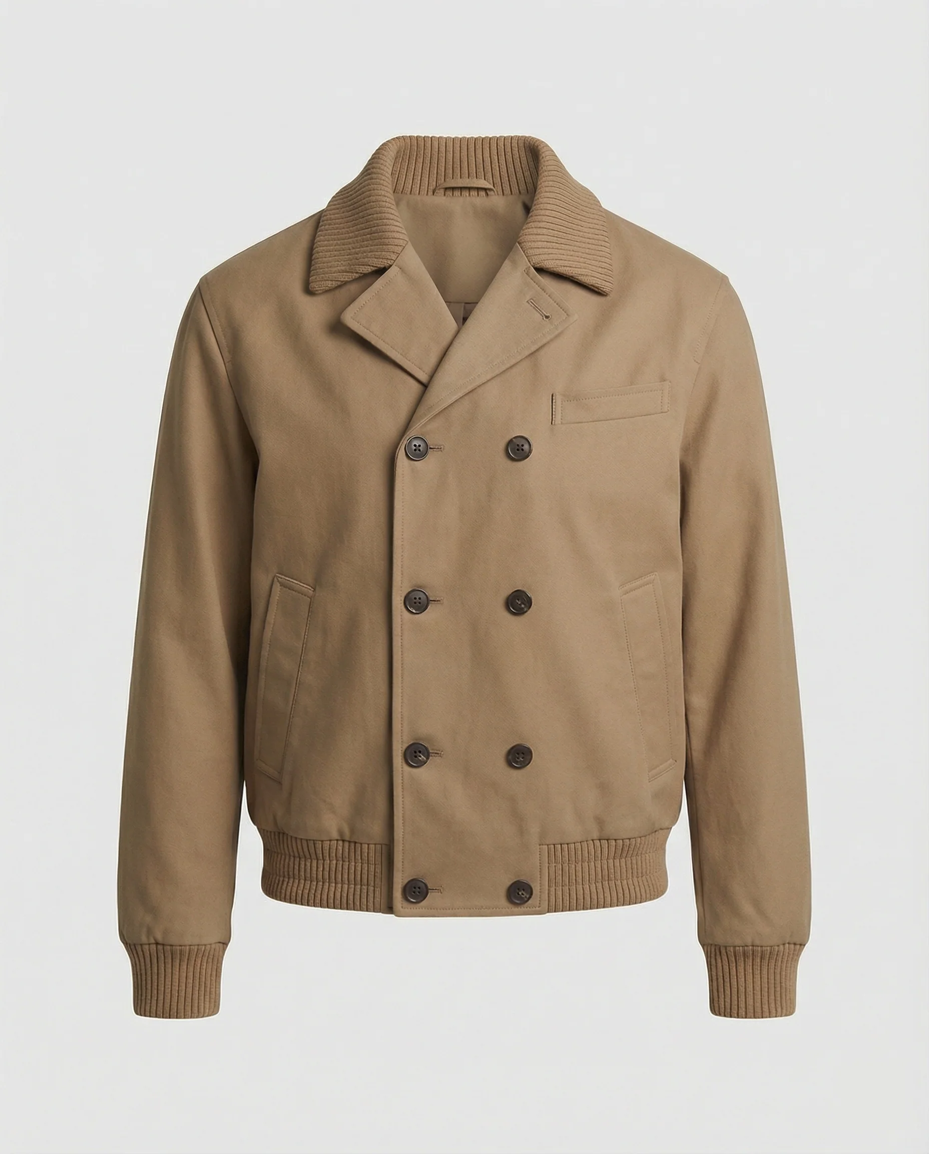 Kastiger Blouson mit geripptem Schalkragen, Druckknopffront und elastischem Saum Heidi-Mode - Image 4