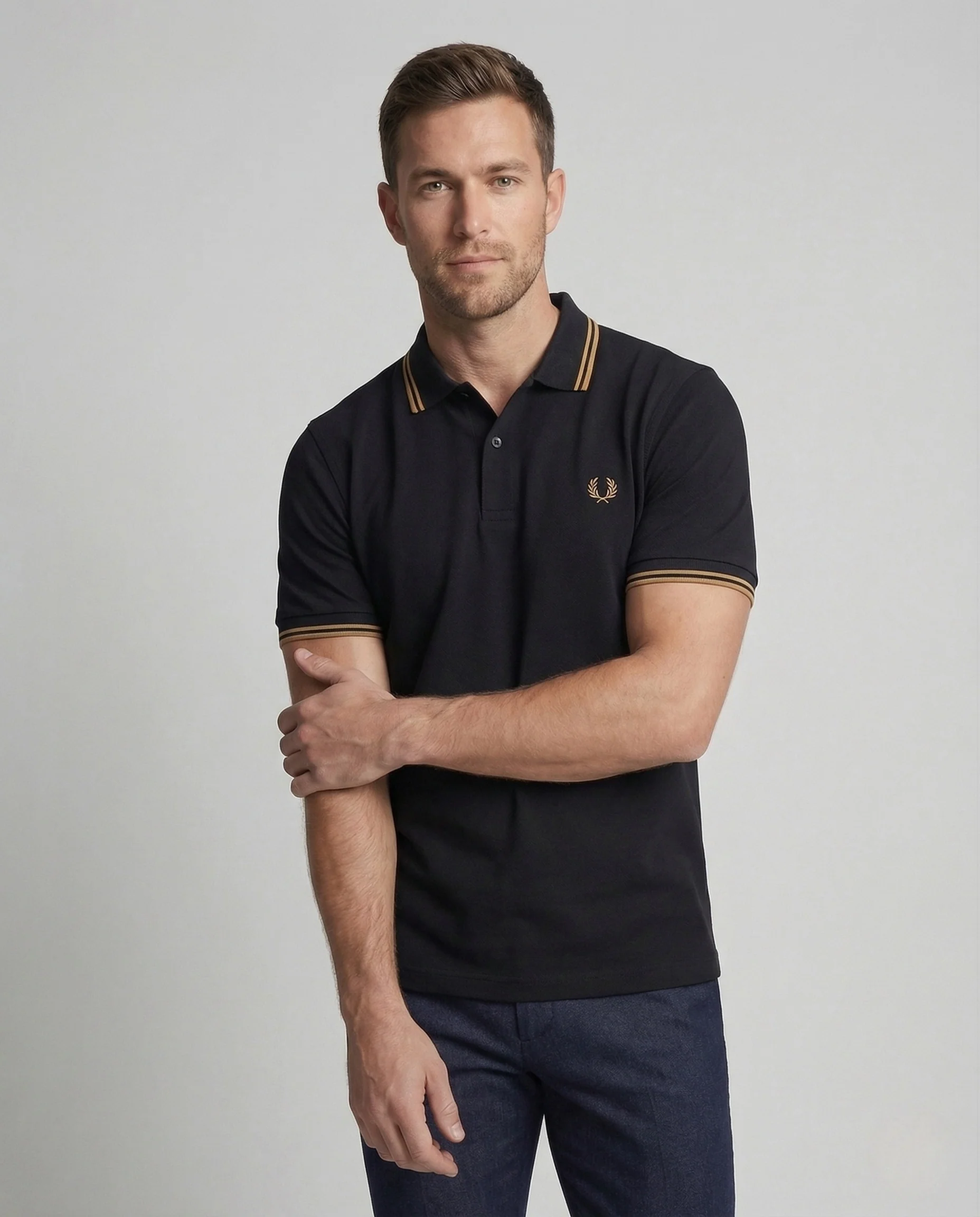 Herren Poloshirt Baumwolle Kontraststreifen - Image 2