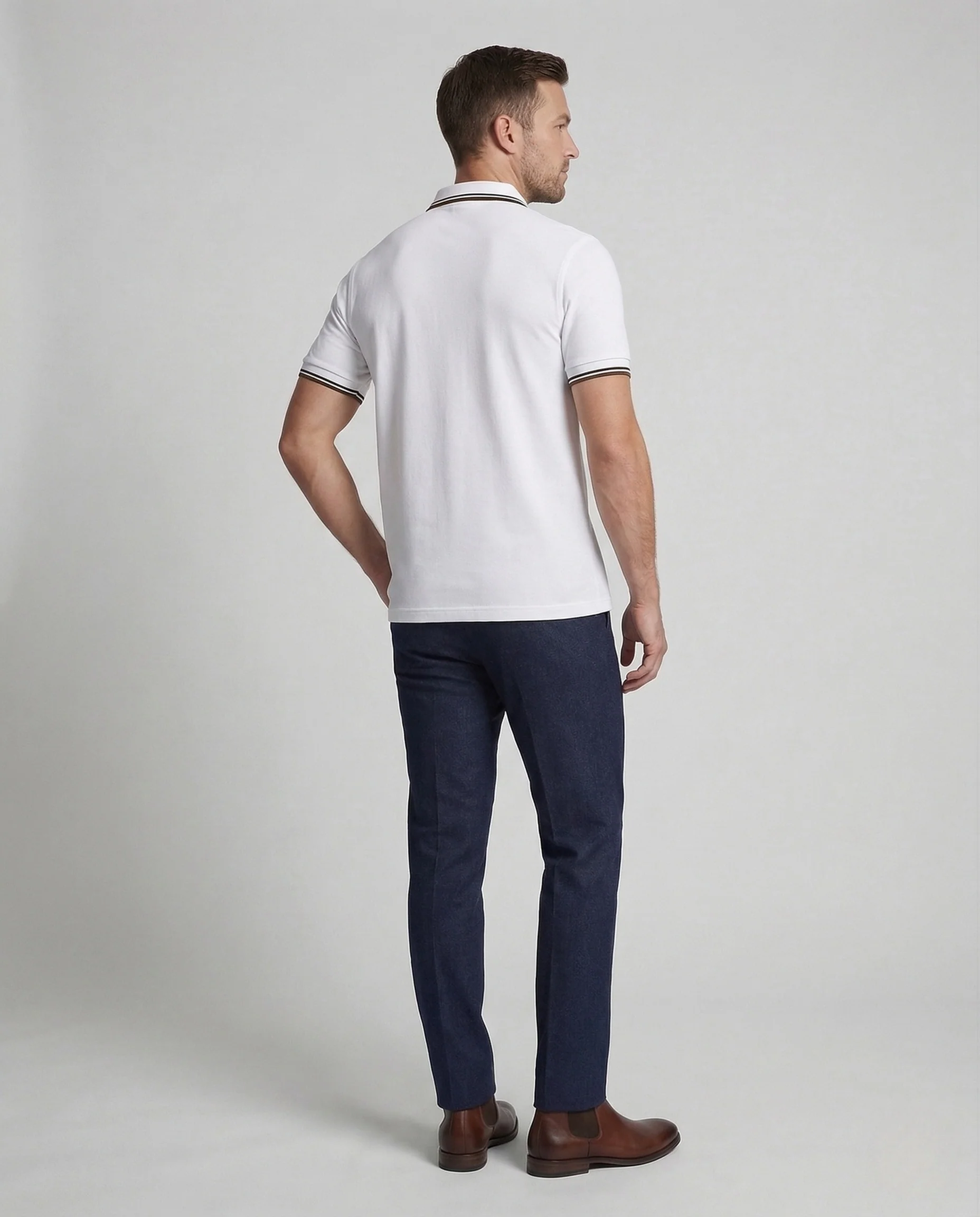 Herren Poloshirt Baumwolle Kontraststreifen - Image 4