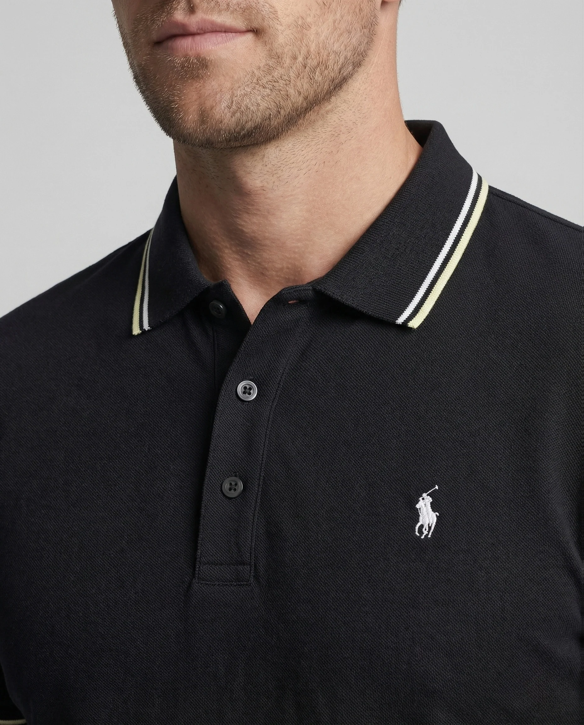 Herren Poloshirt Kurzarm Piqué Kontraststreifen - Image 3