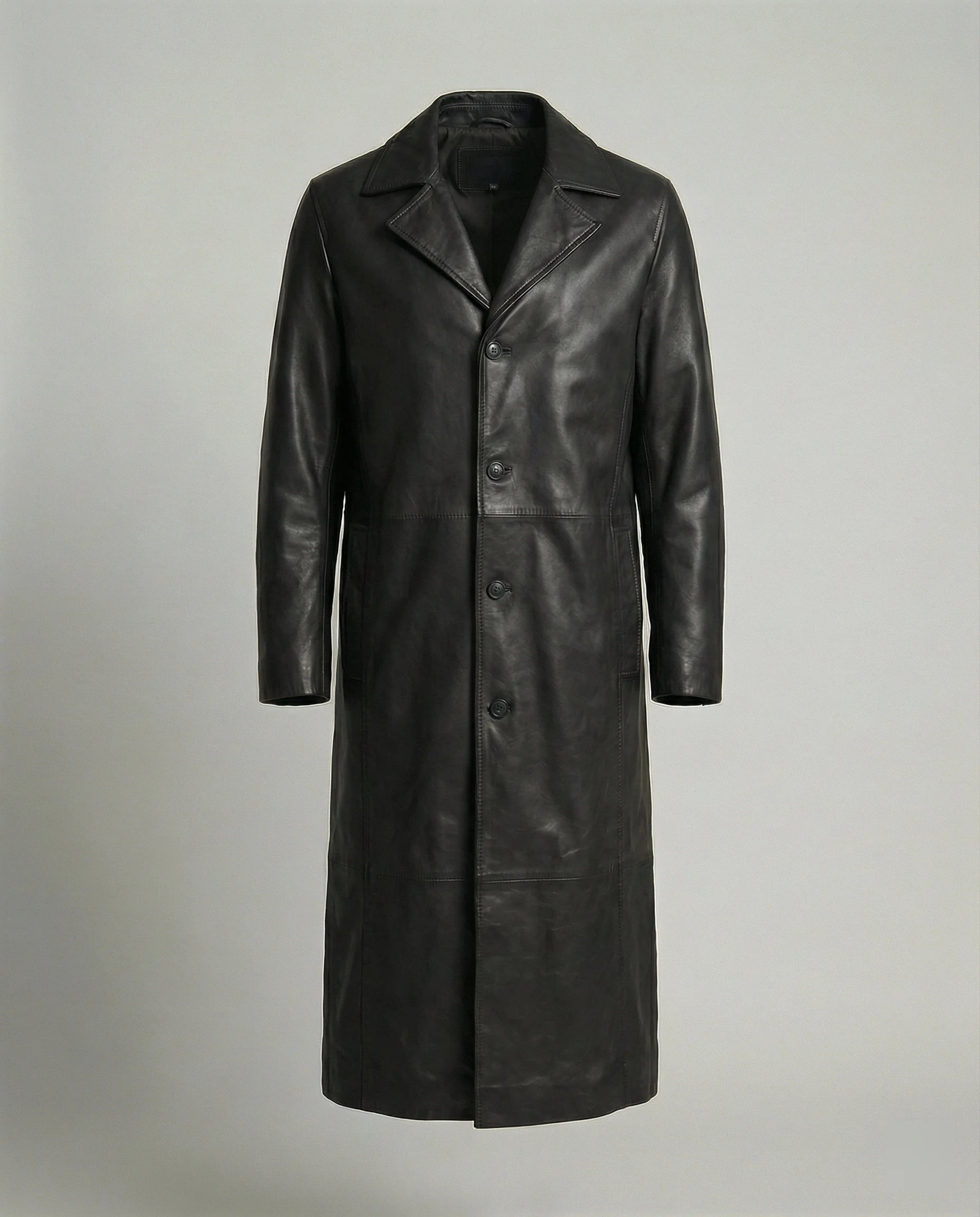 Herren Leder Trenchcoat Mantel - Image 3