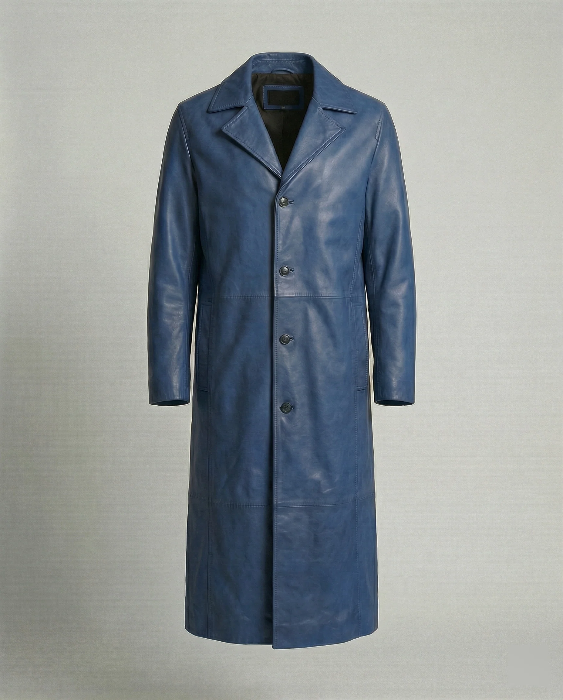 Herren Leder Trenchcoat Mantel - Image 7