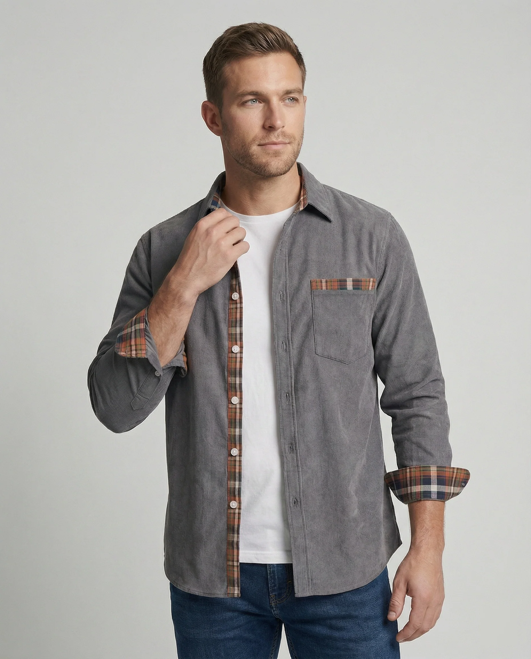 Herren Langarmhemd mit Kontrastdetail - Image 8