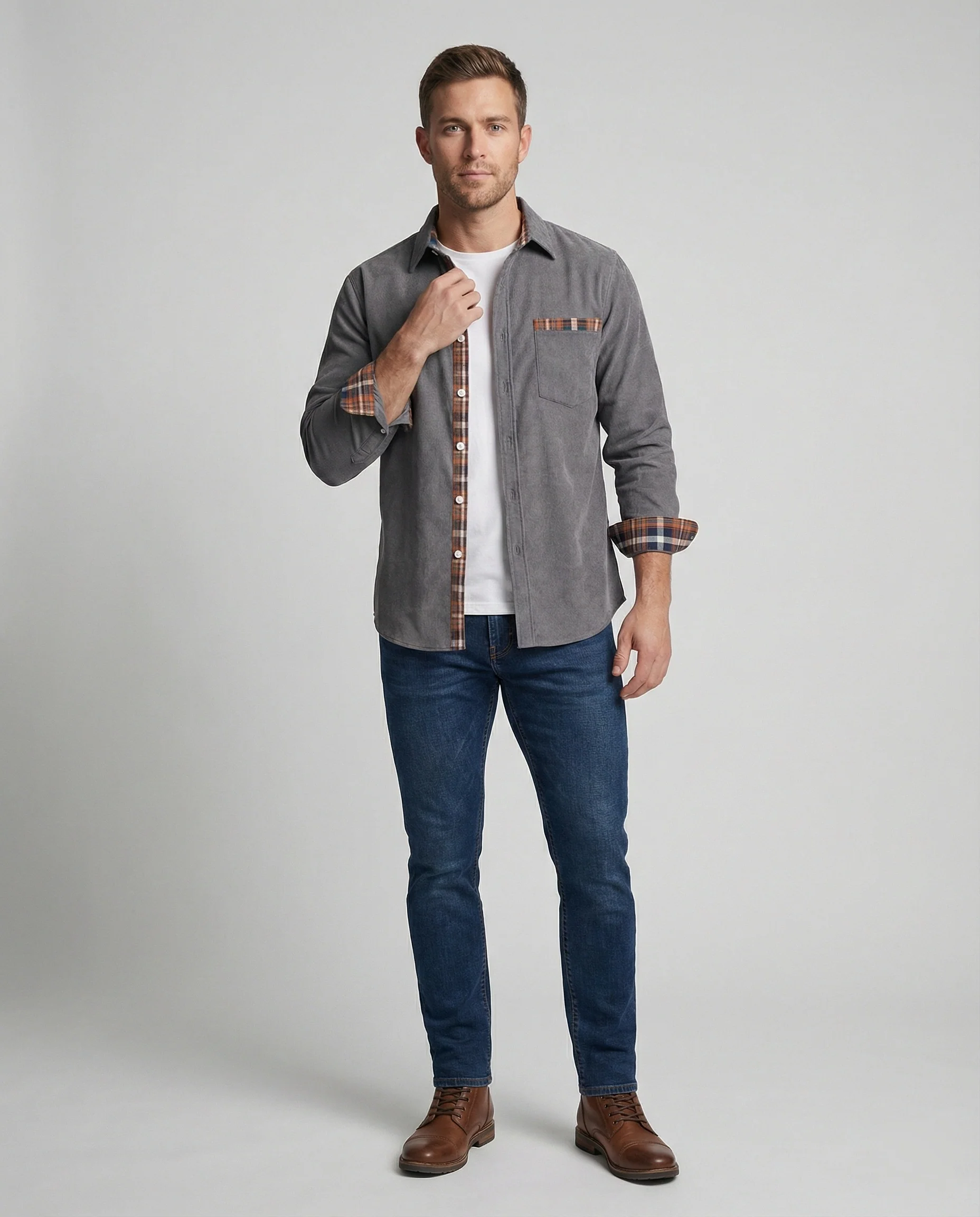Herren Langarmhemd mit Kontrastdetail - Image 9