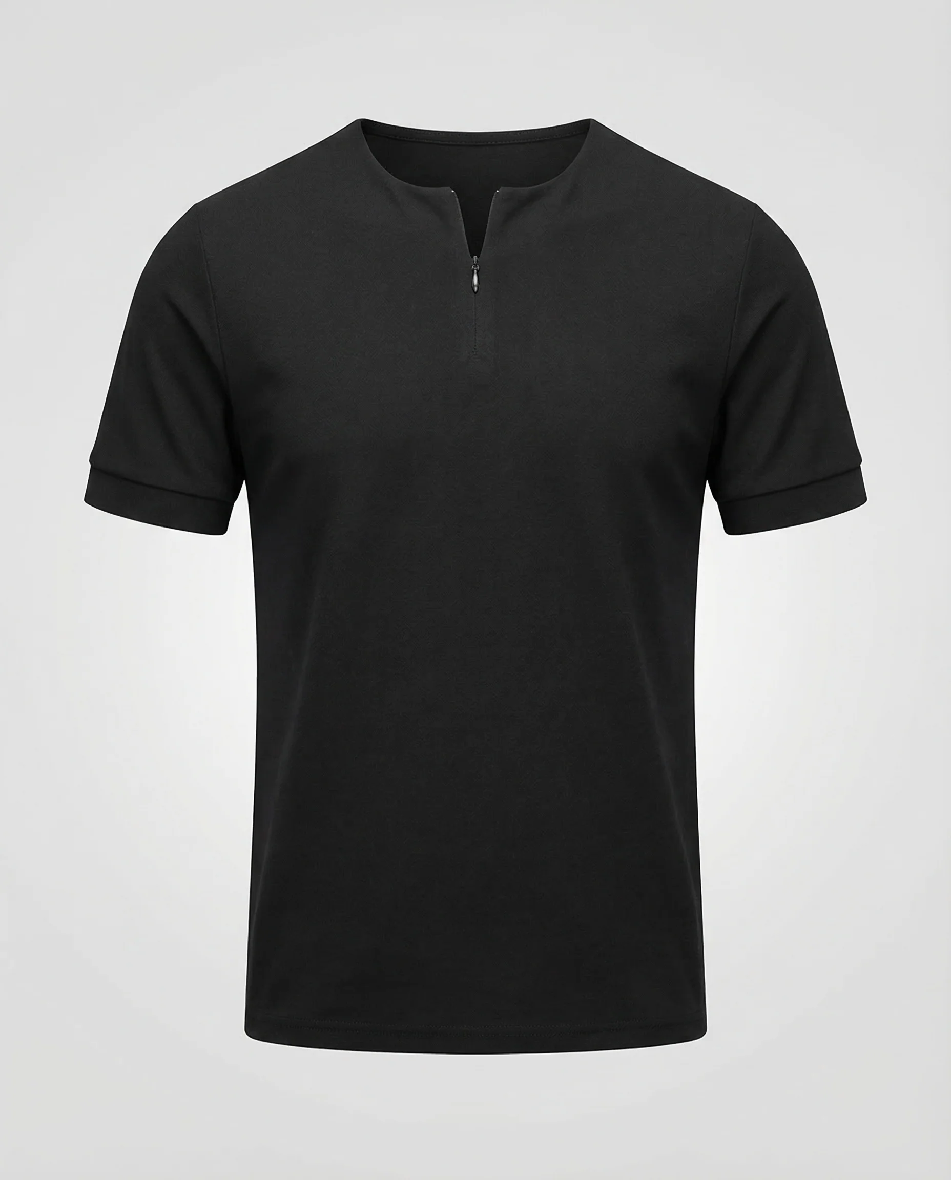 Herren Shirt Zip Stehkragen - Image 5