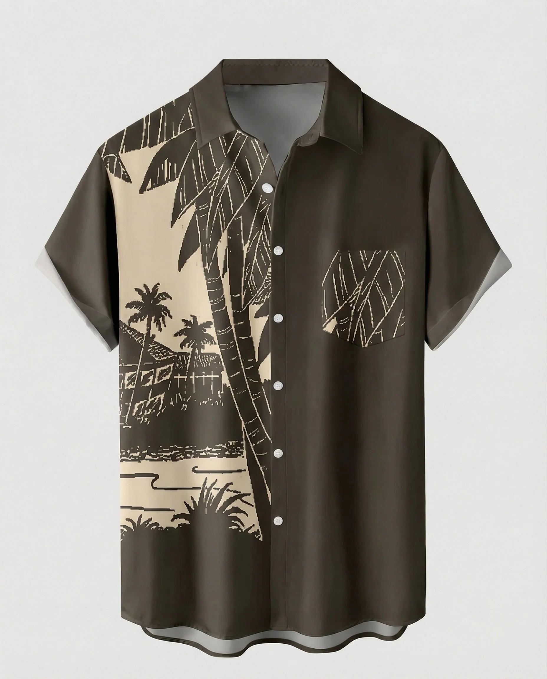 Kurzarm Hawaiihemd Herren Palmenprint - Image 23