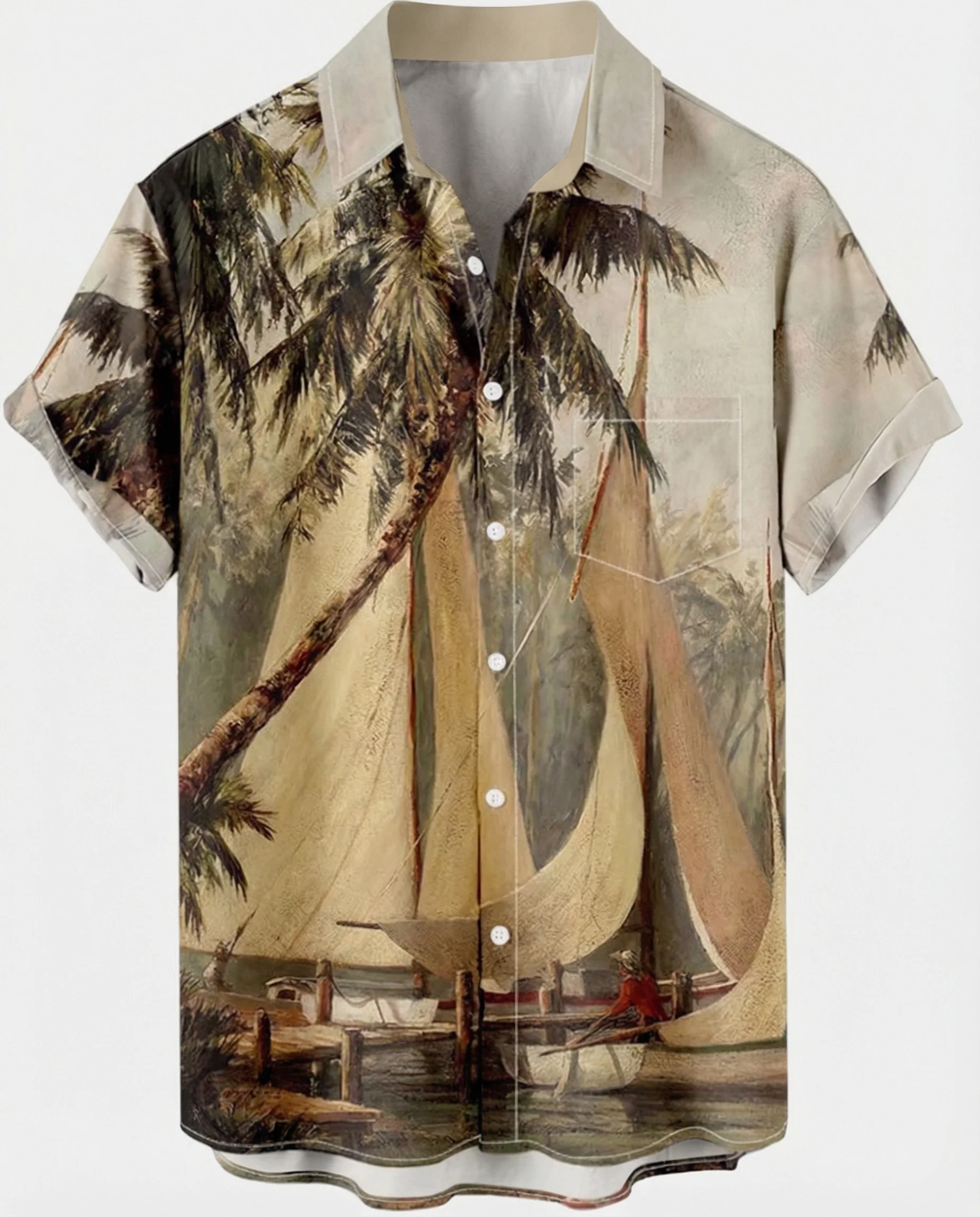 Kurzarm Hawaiihemd Herren Palmenprint - Image 40