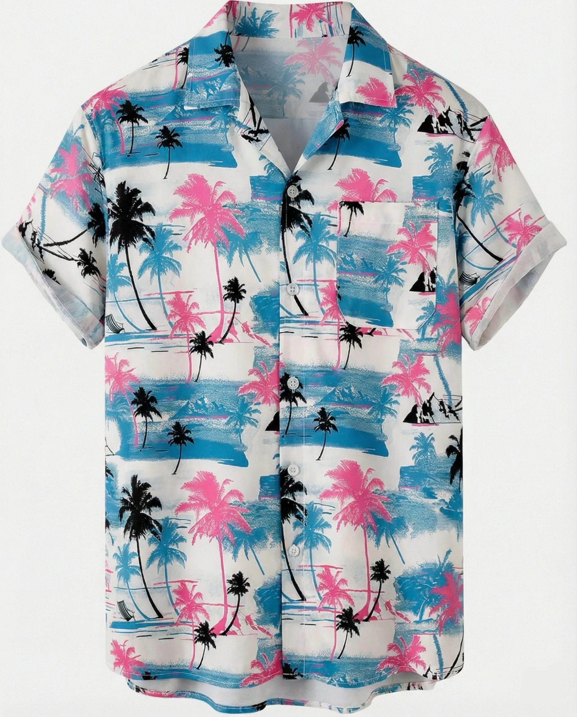 Kurzarm Hawaiihemd Herren Palmenprint - Image 46