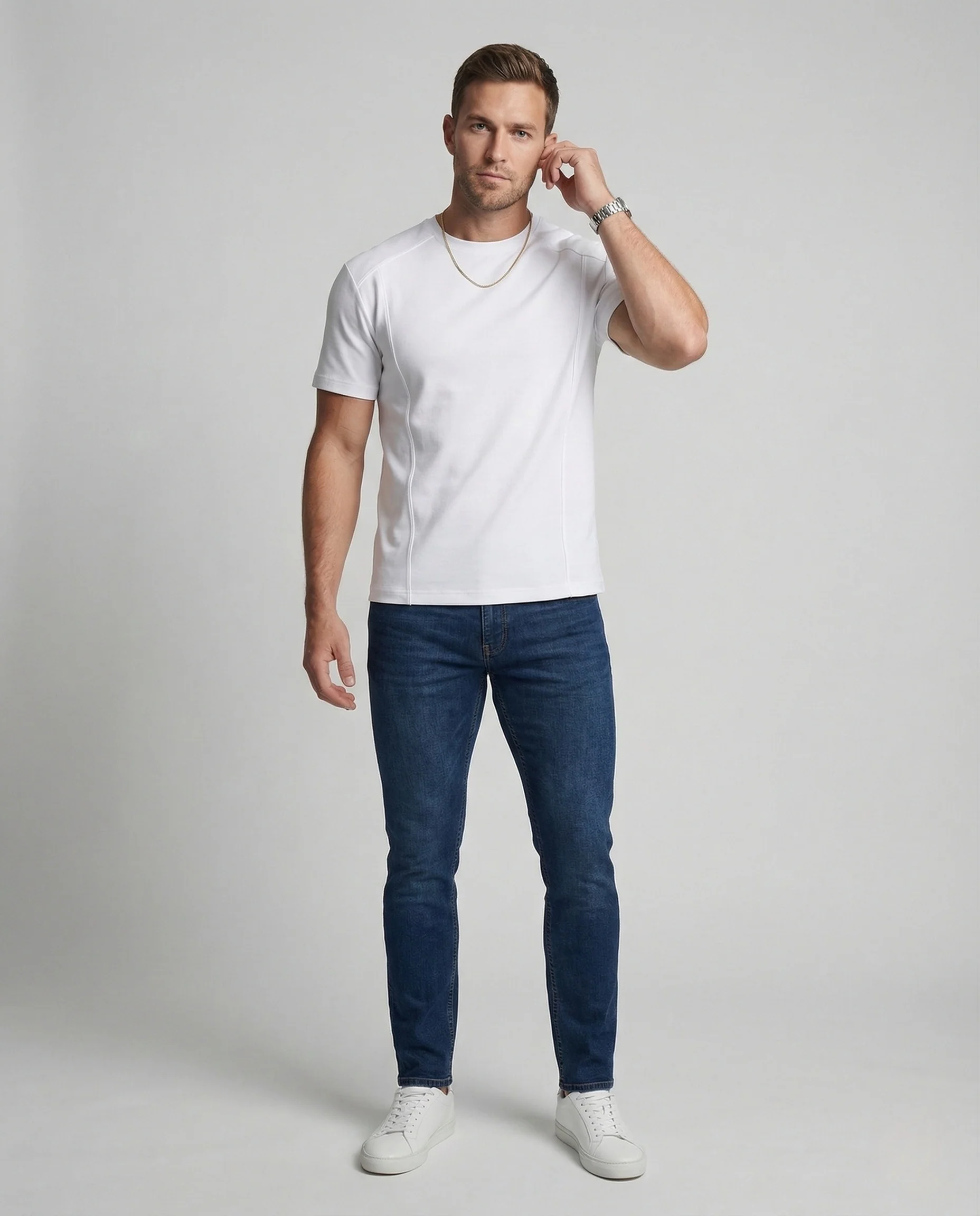 Herren Boxy T-Shirt mit Frontnähten
