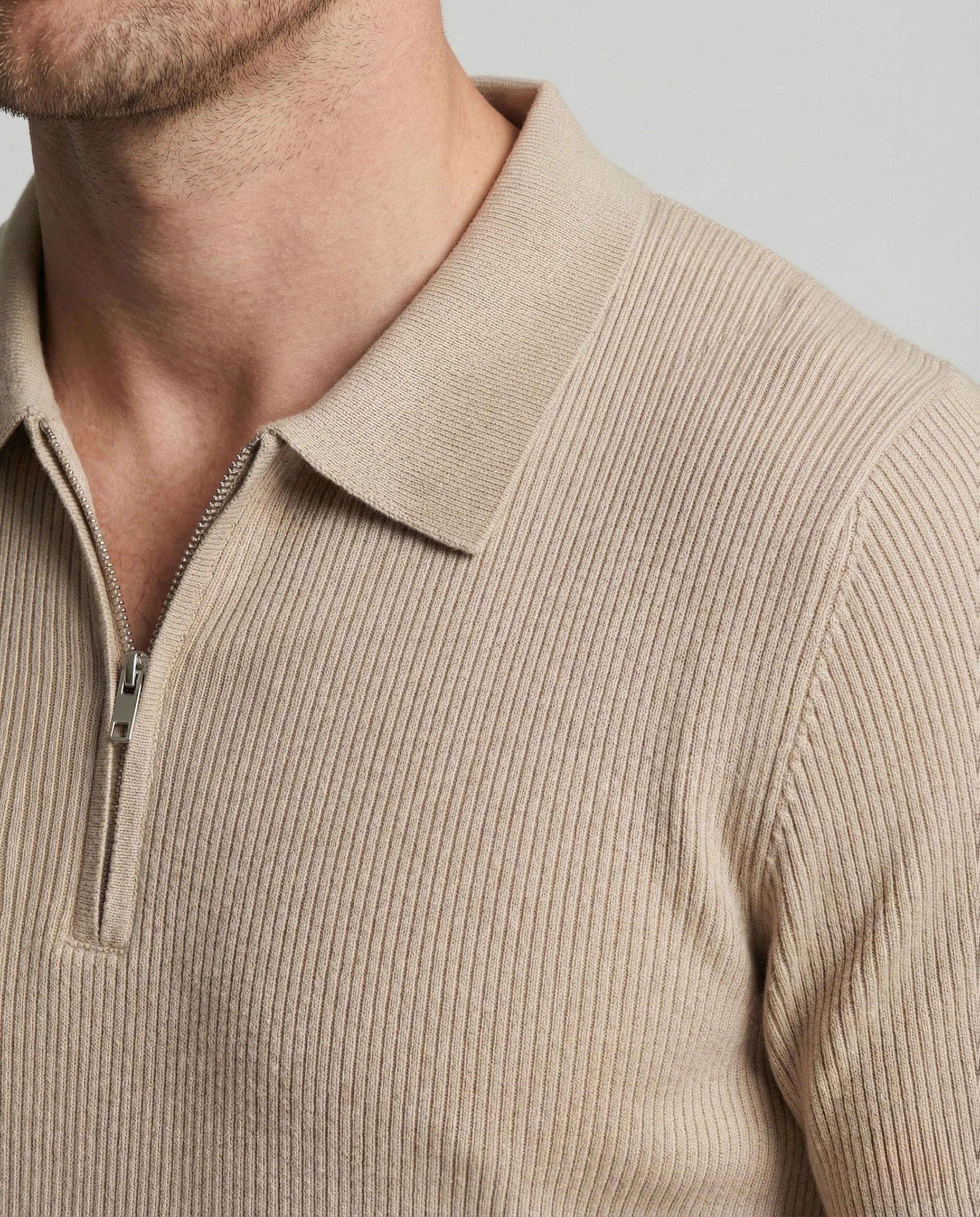 Herren Strick Poloshirt Halbzip mit Reliefstruktur - Image 3