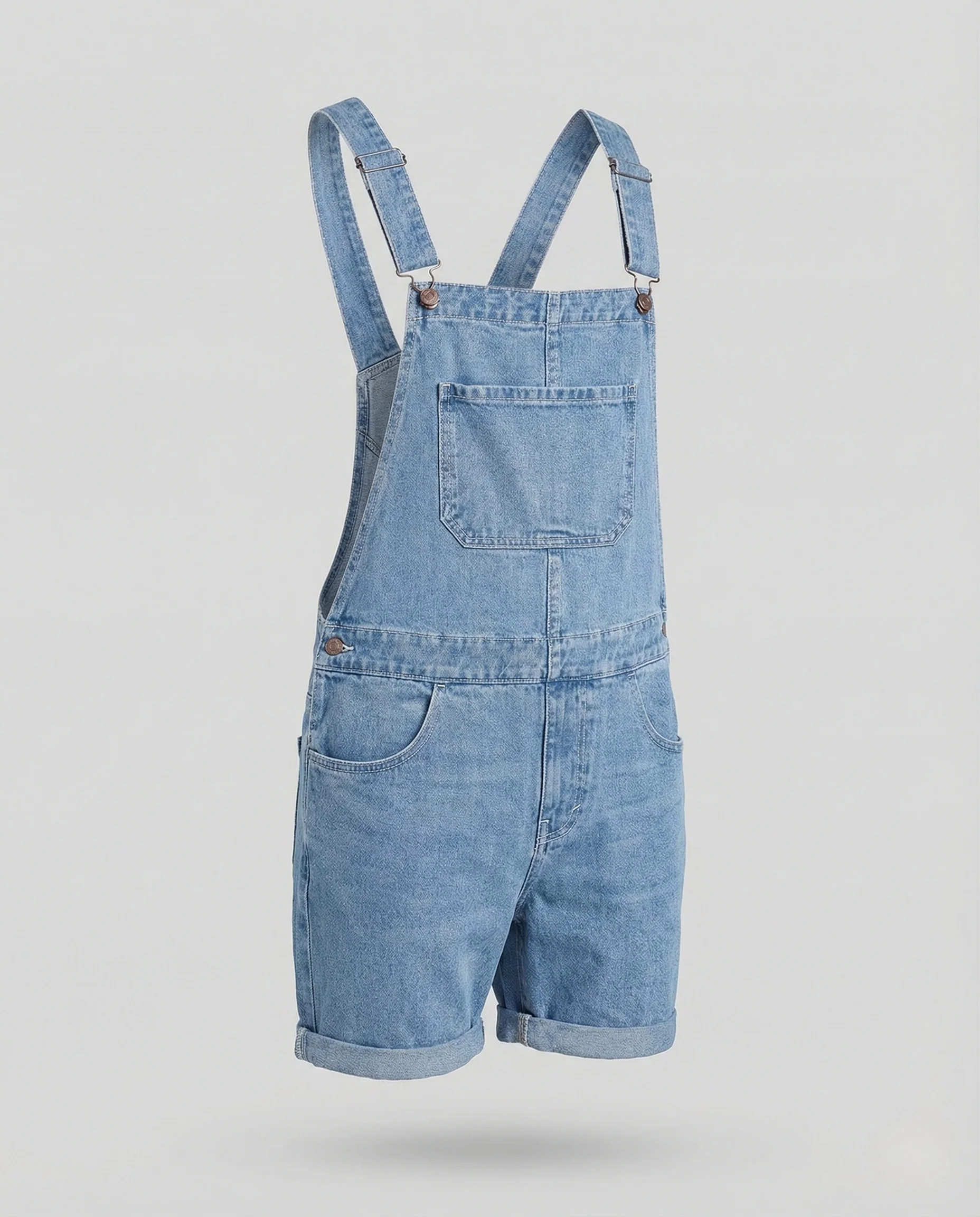 Herren kurze Jeans-Latzhose mit Brusttasche - Image 4