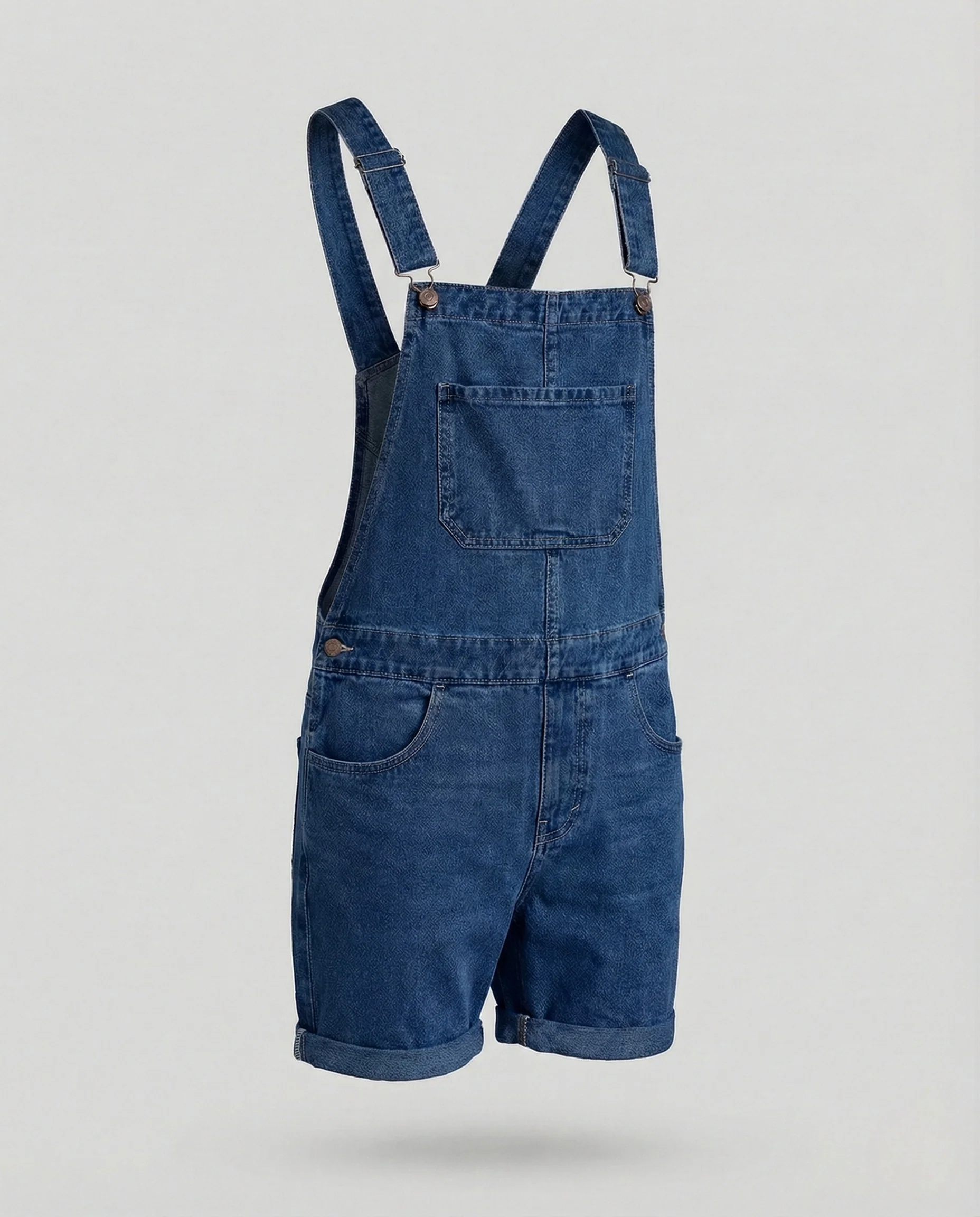 Herren kurze Jeans-Latzhose mit Brusttasche - Image 5