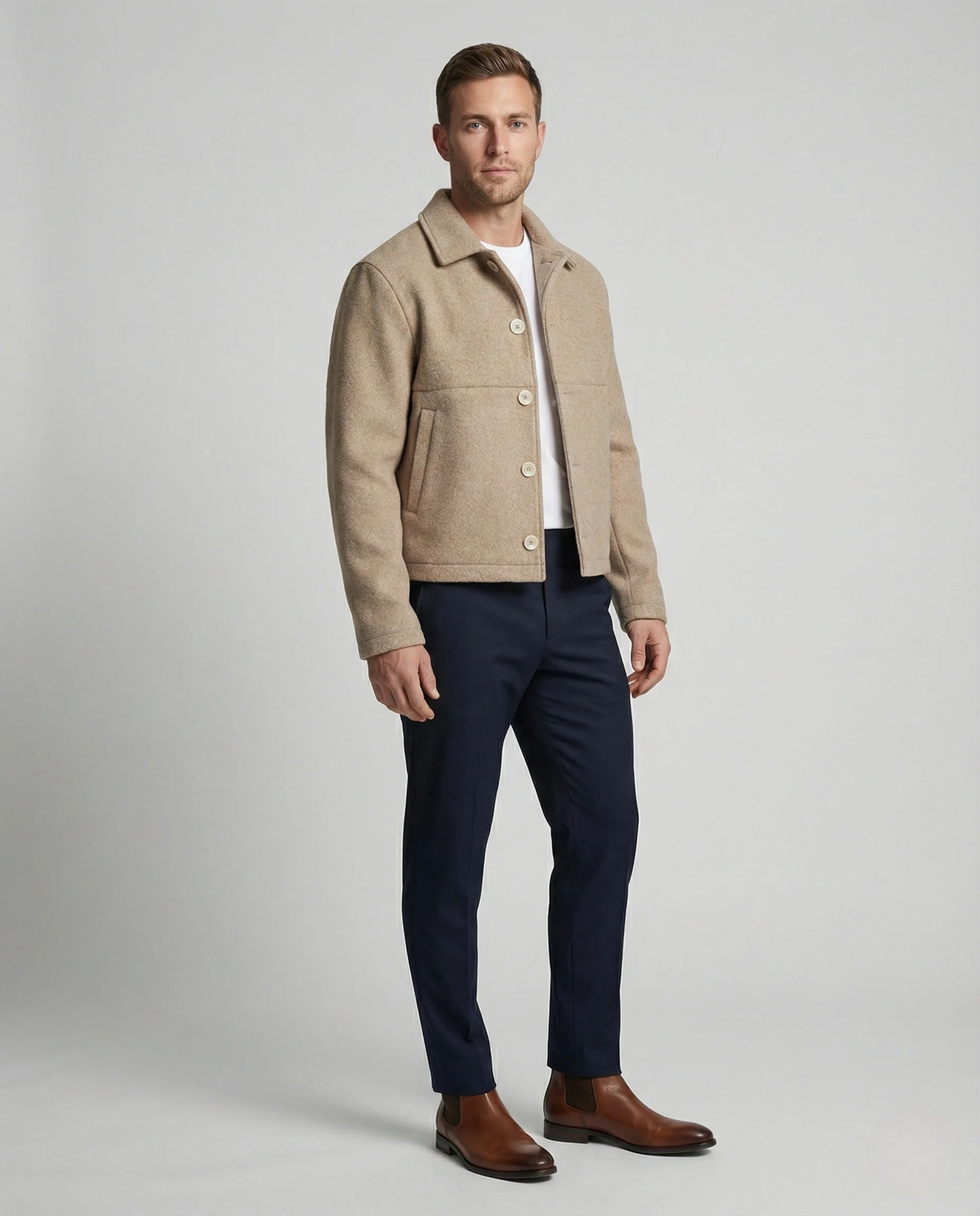 Wollmixjacke Kurz Mit Hemdkragen Herren - Image 2
