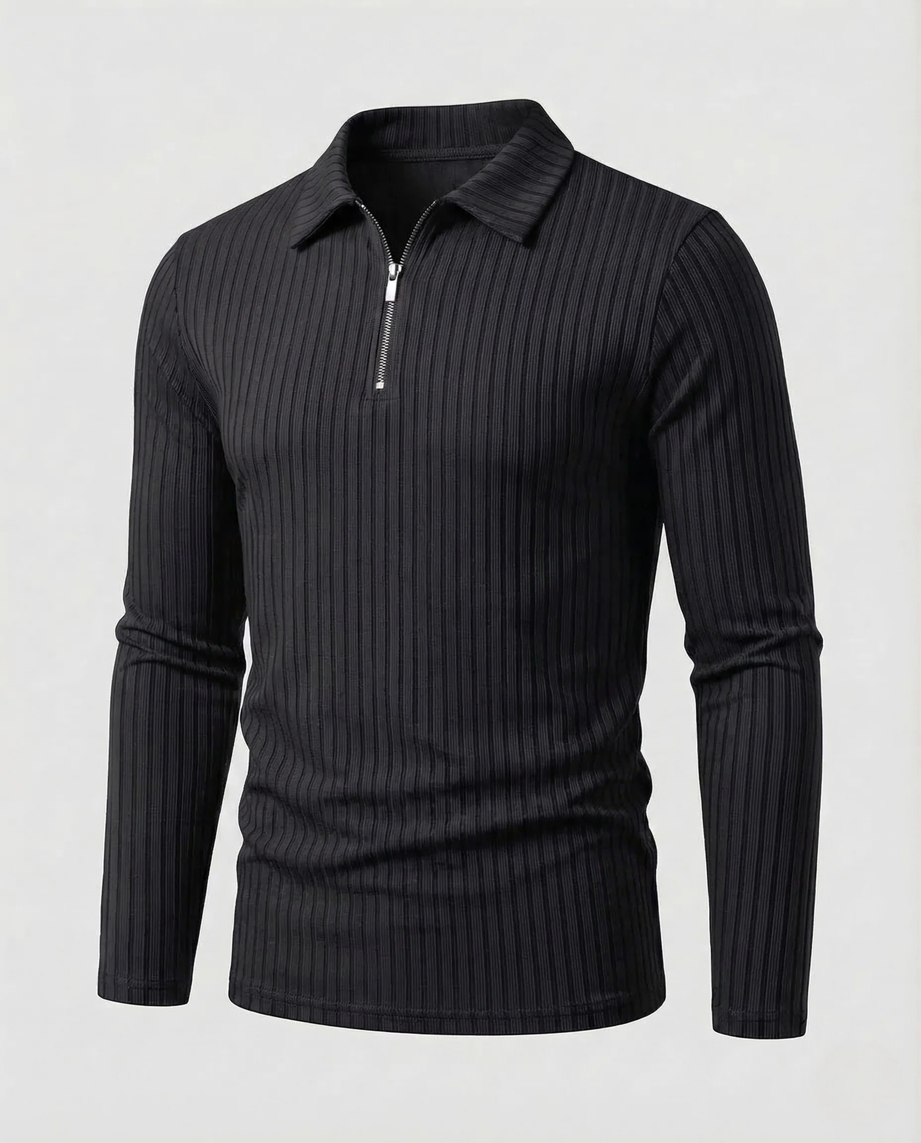 Herren Poloshirt Langarm Reißverschluss - Image 16