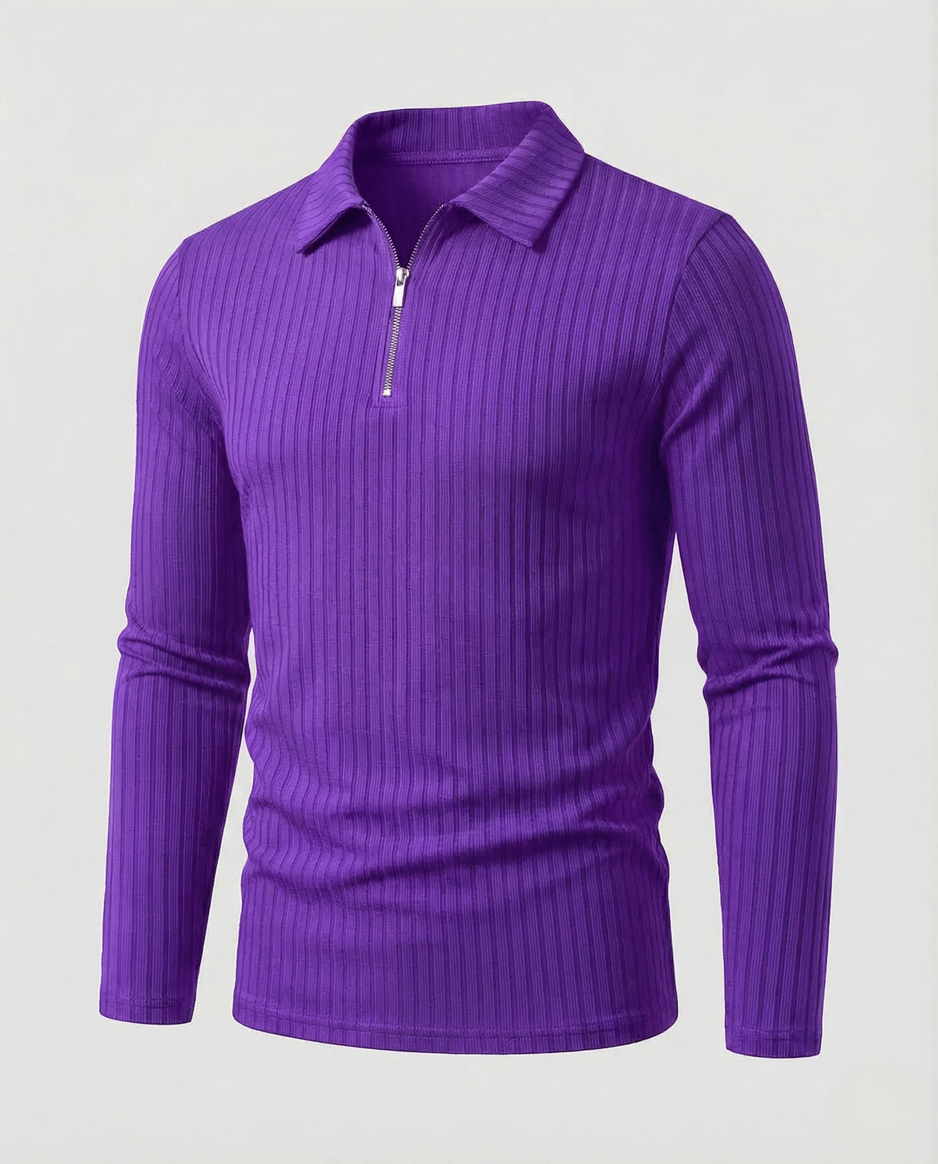 Herren Poloshirt Langarm Reißverschluss - Image 18