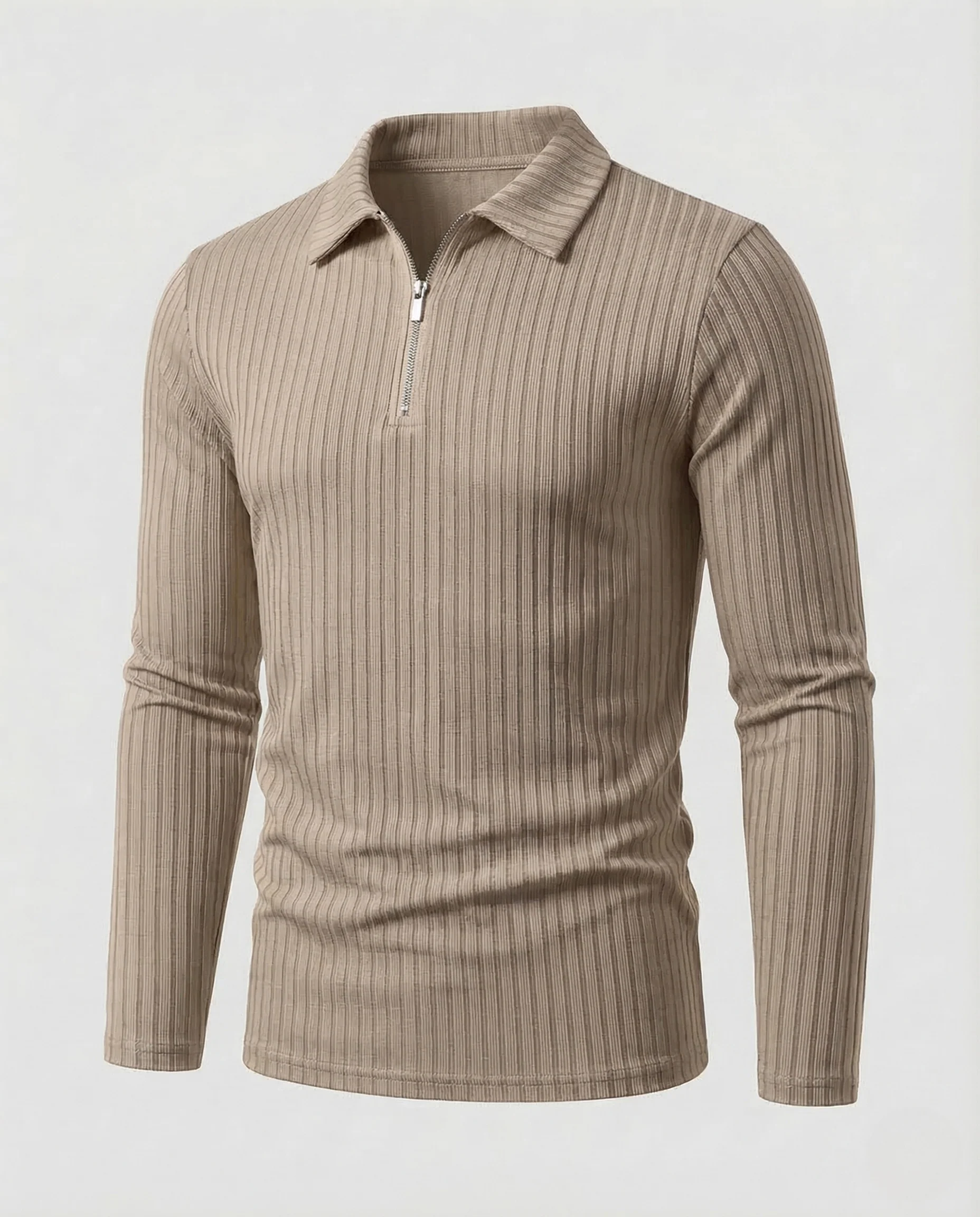 Herren Poloshirt Langarm Reißverschluss - Image 6
