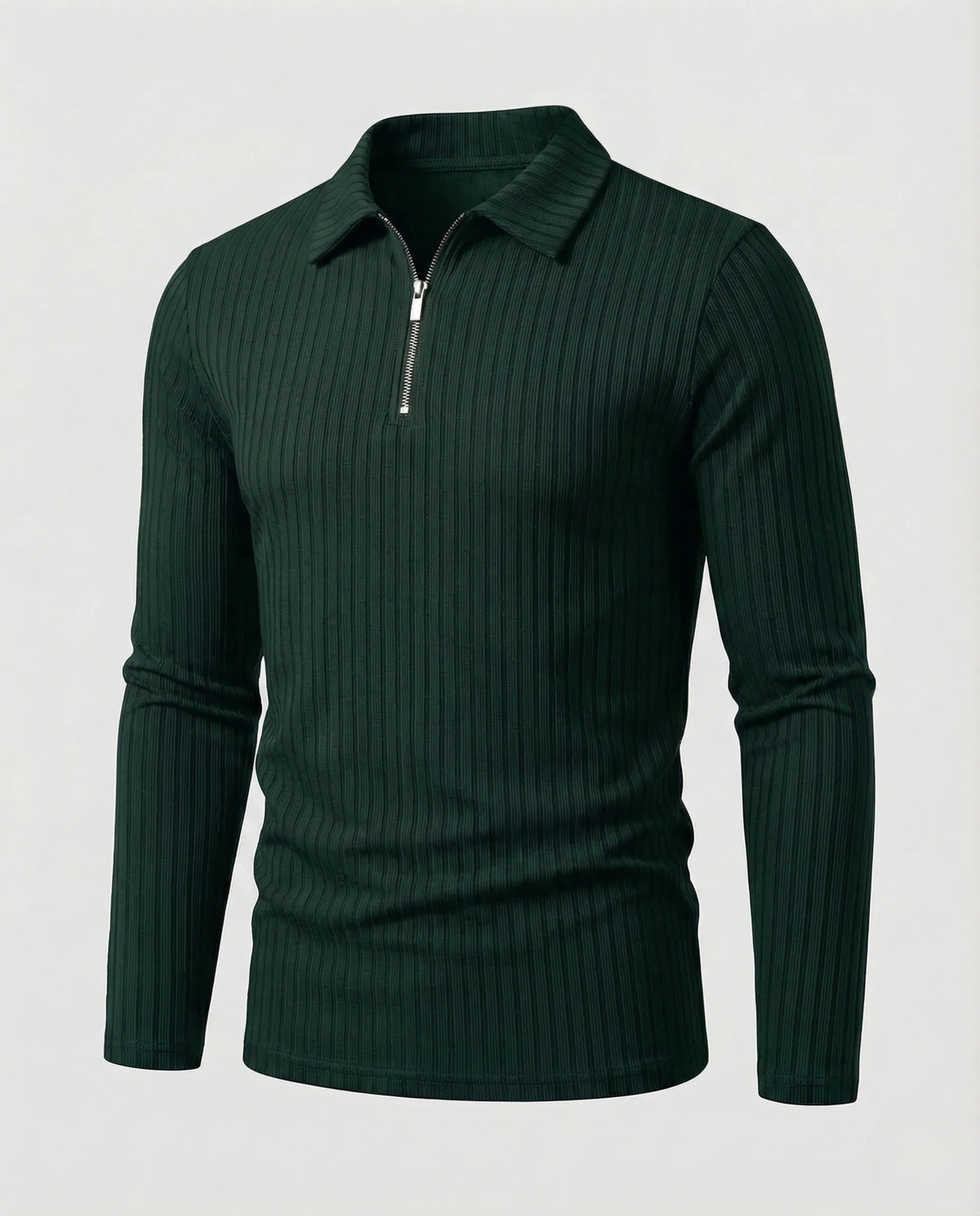 Herren Poloshirt Langarm Reißverschluss - Image 8