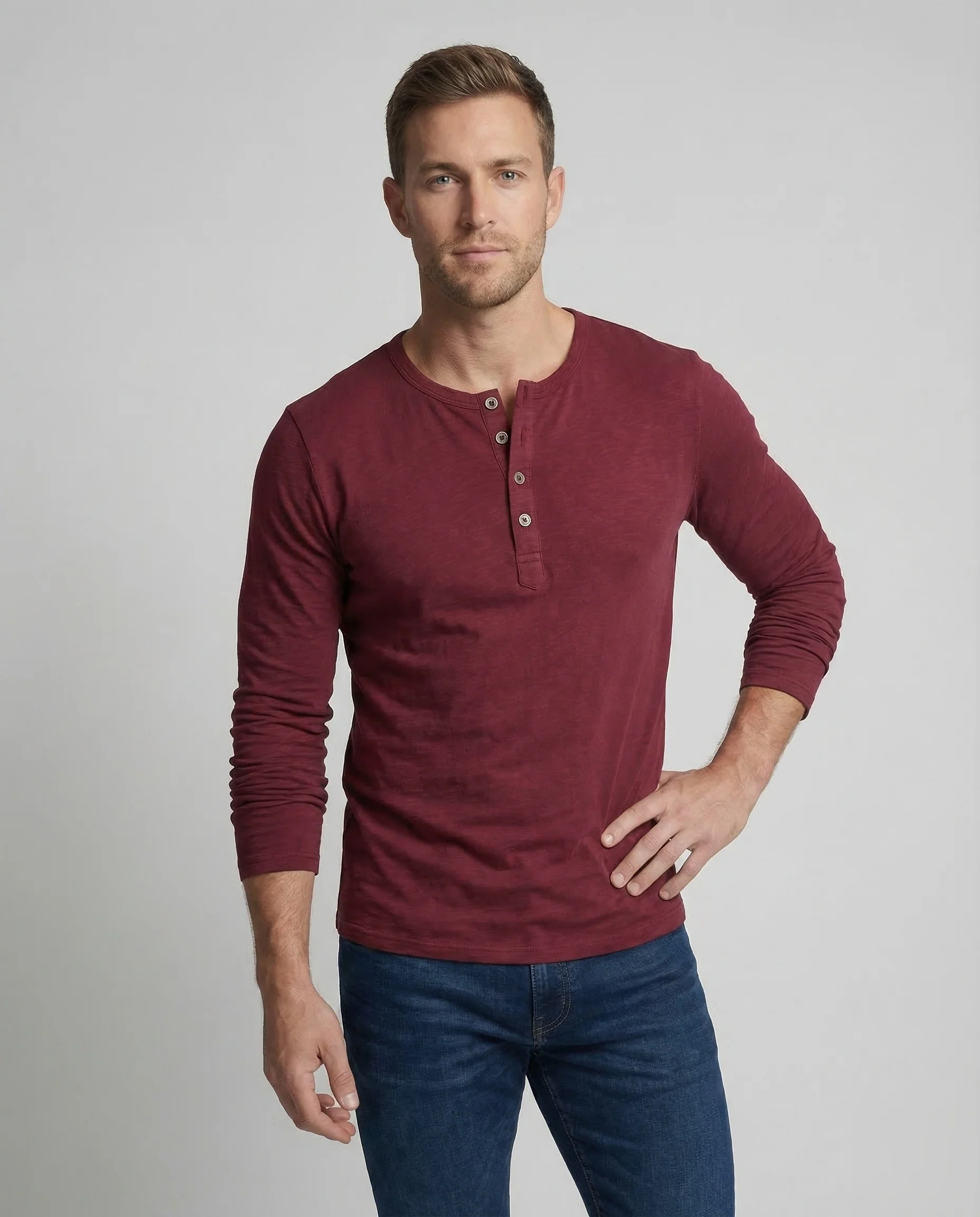 Herren Henleyshirt Langarm - Image 2