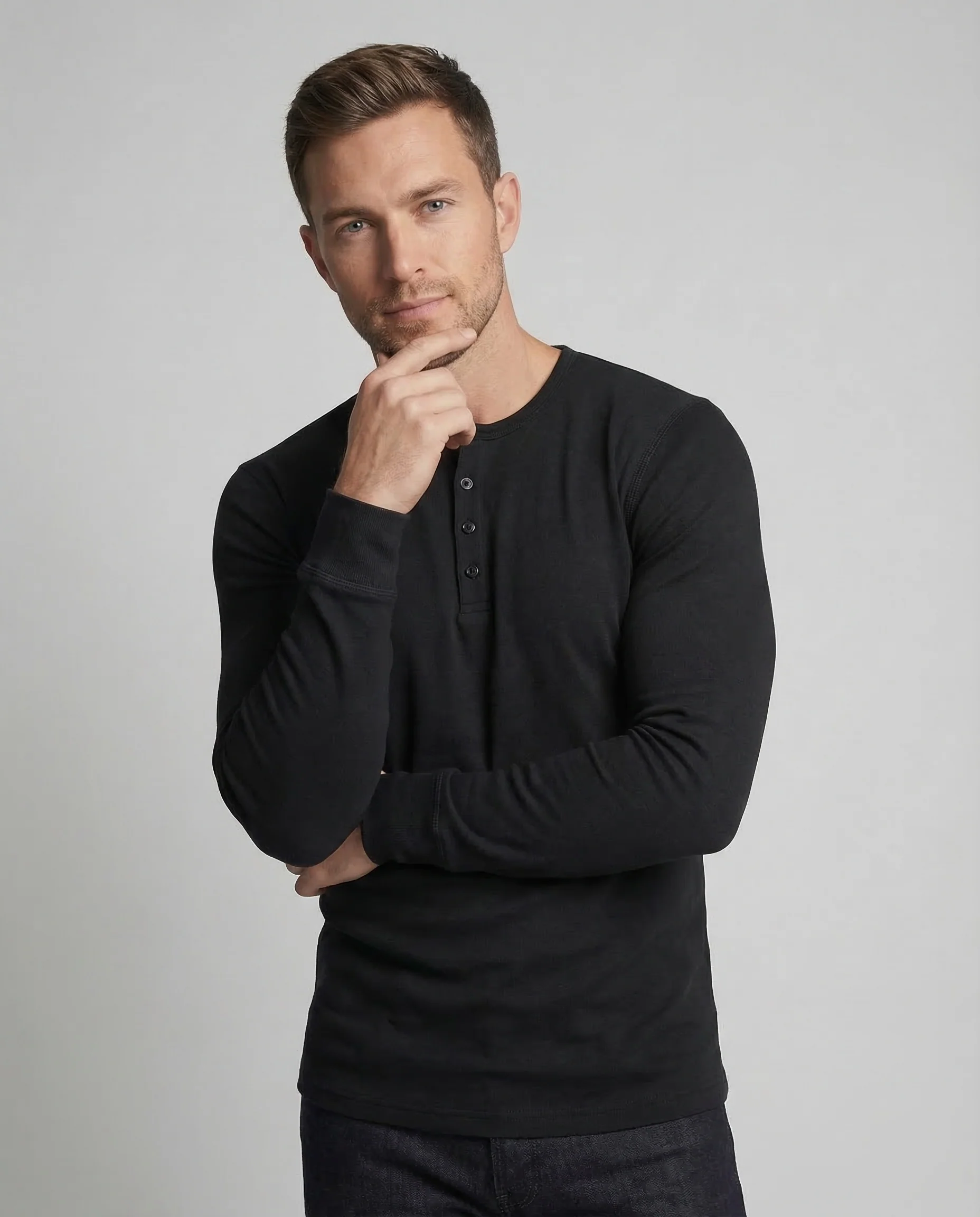Herren Henleyshirt Langarm - Image 2