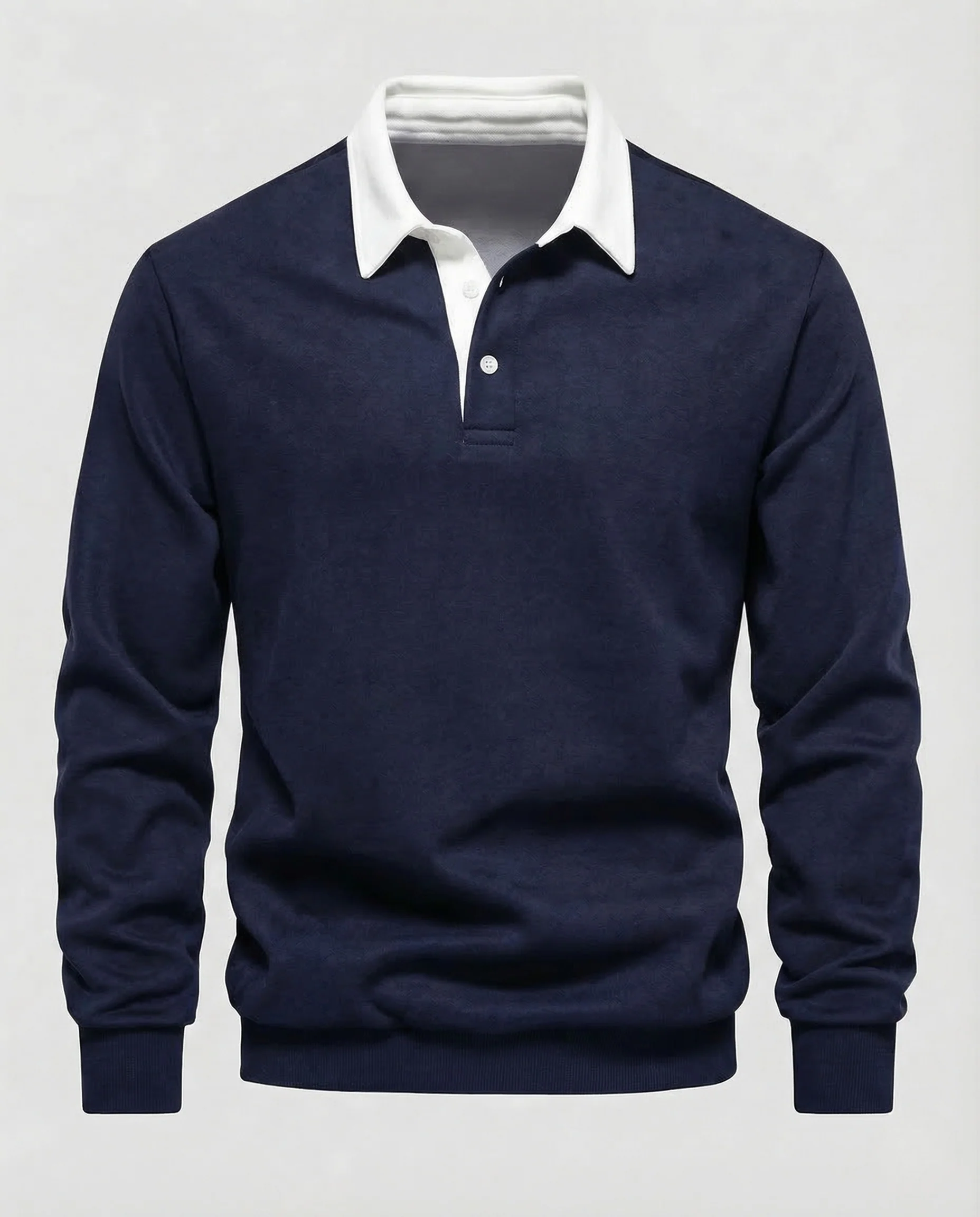 Herren Poloshirt Langarm Kontrastkragen - Image 10