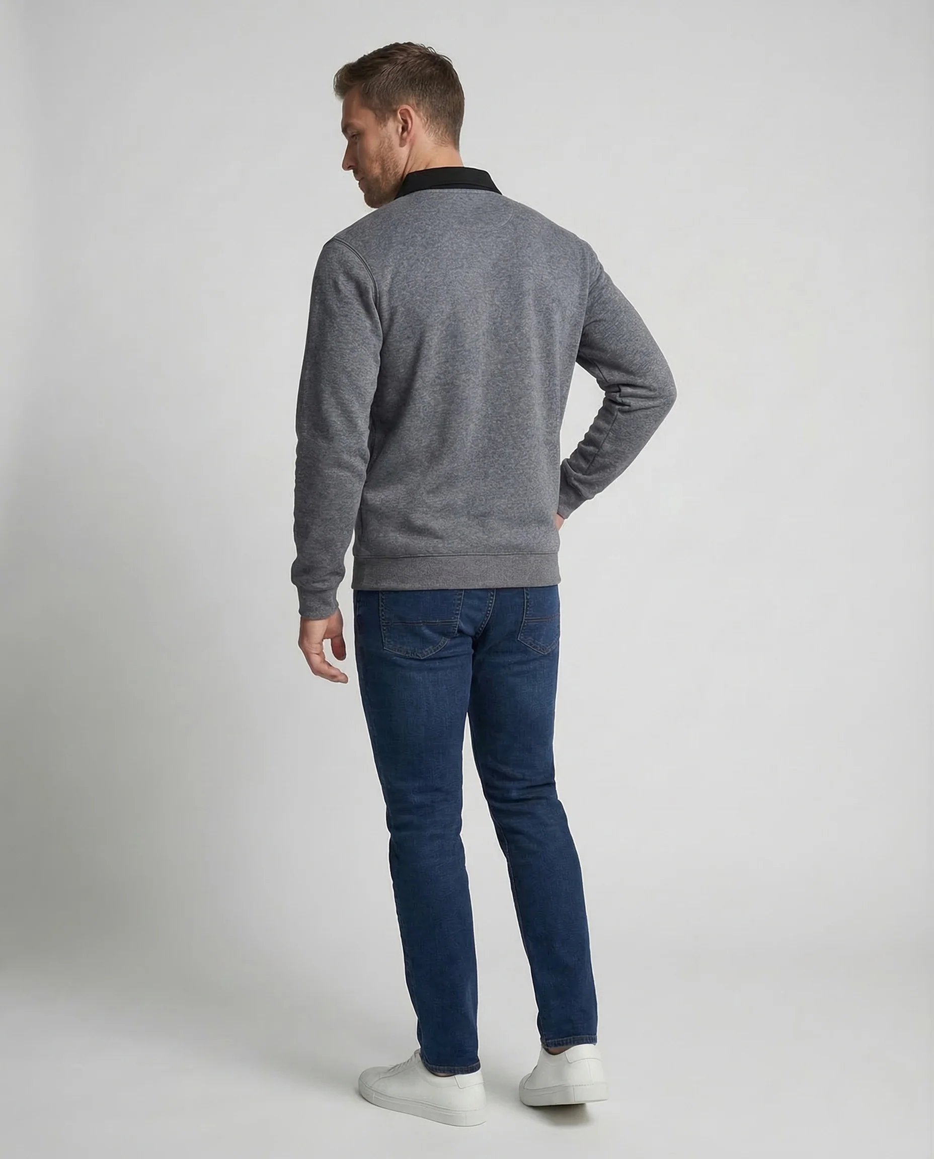 Herren Poloshirt Langarm Kontrastkragen - Image 4