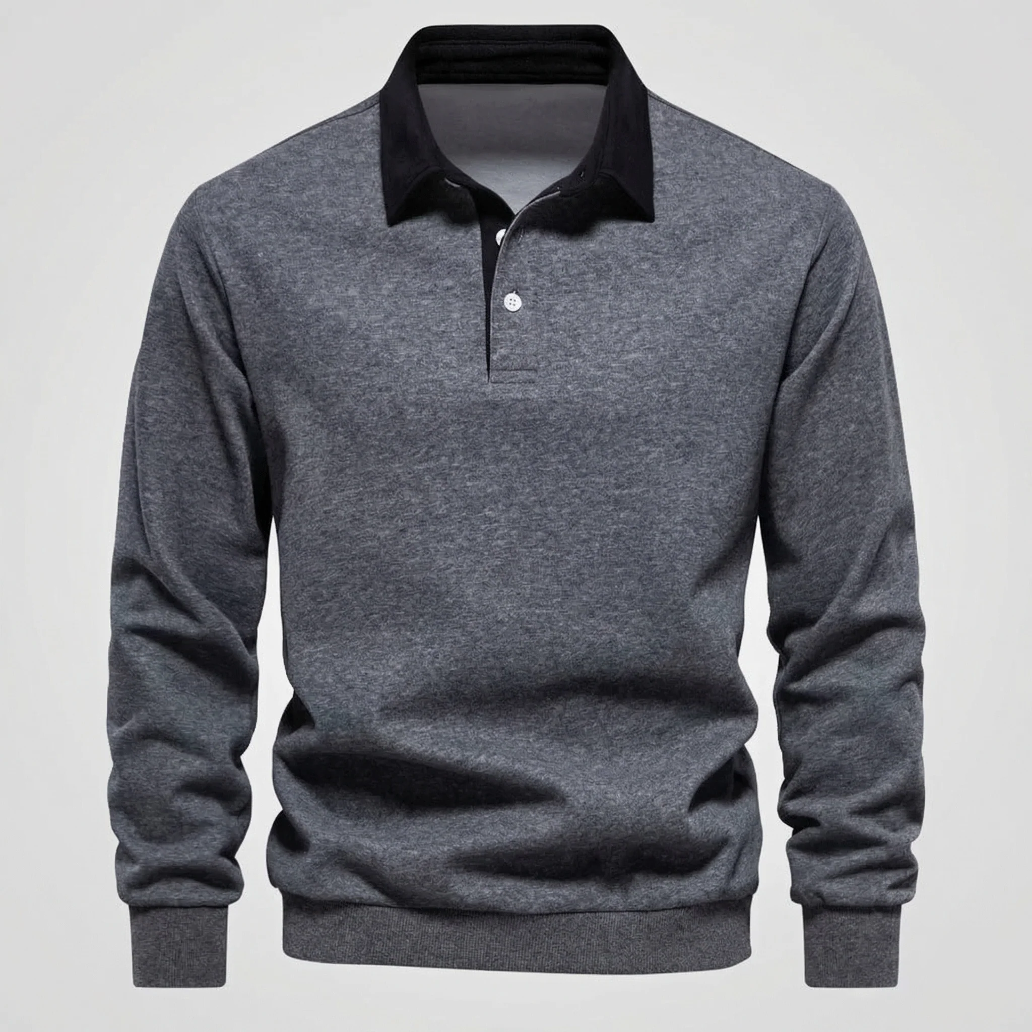 Herren Poloshirt Langarm Kontrastkragen - Image 6
