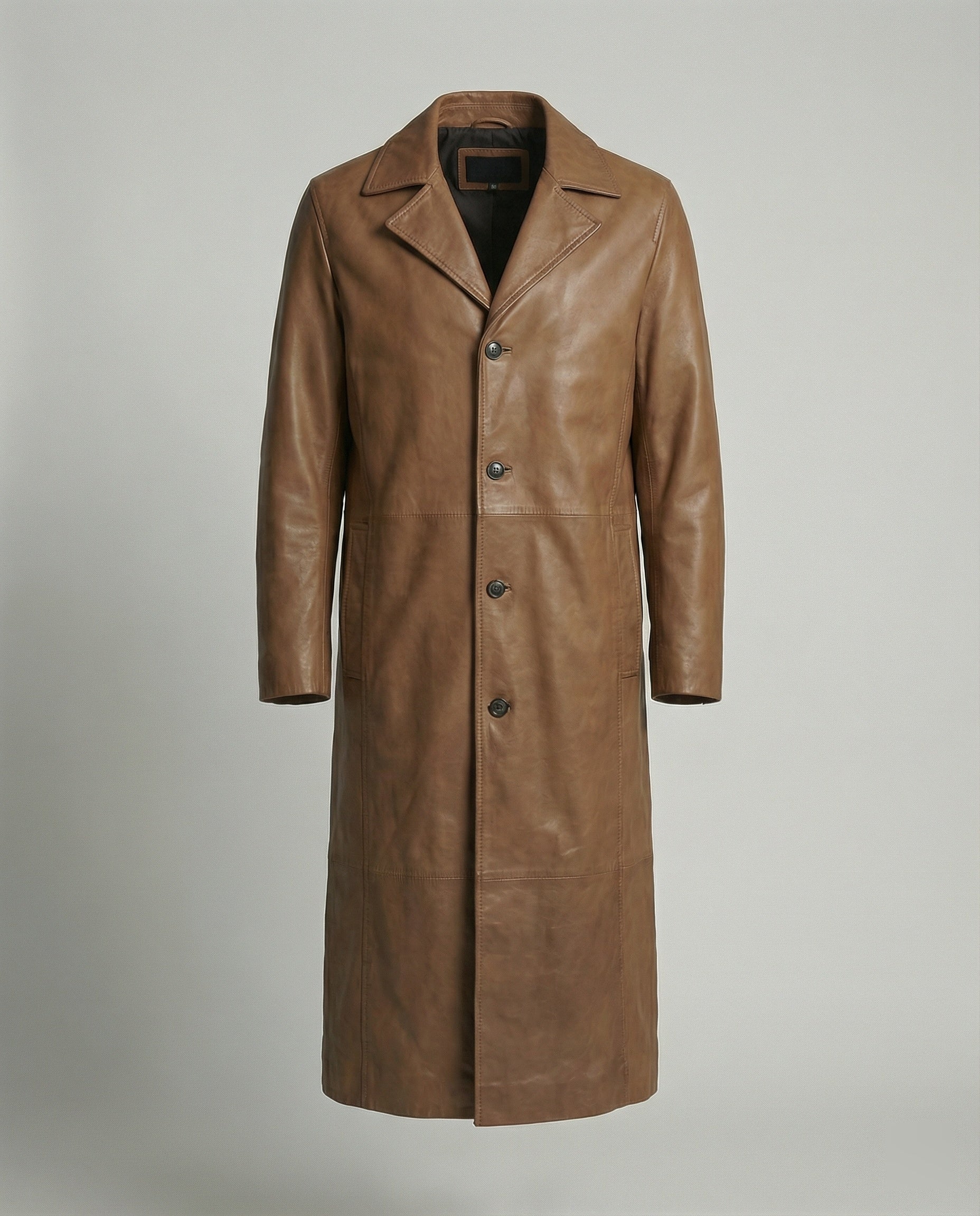 Herren Langer Leder Trenchcoat - Image 2