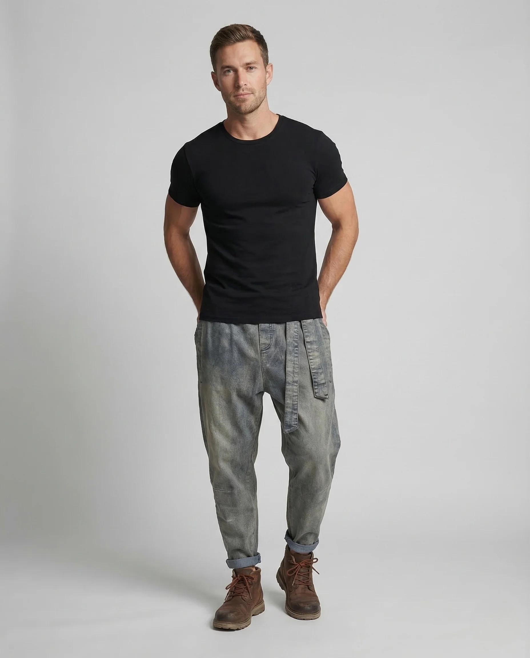 Herren Denim Haremshose Kordelbund