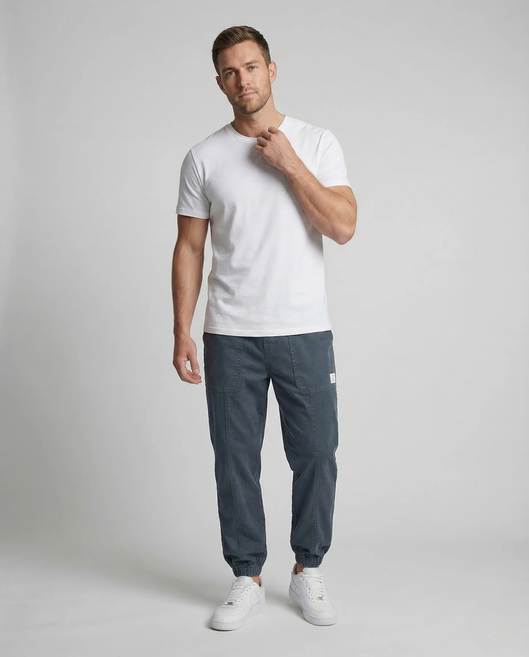 Herren Jogginghose Slim Baumwollmix Cargo Taschen
