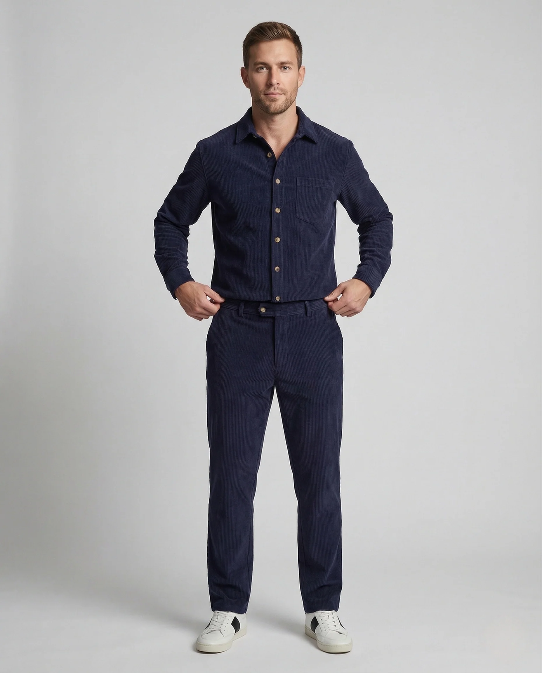 Herren Zweiteiler Hemd Hose Baumwolle
